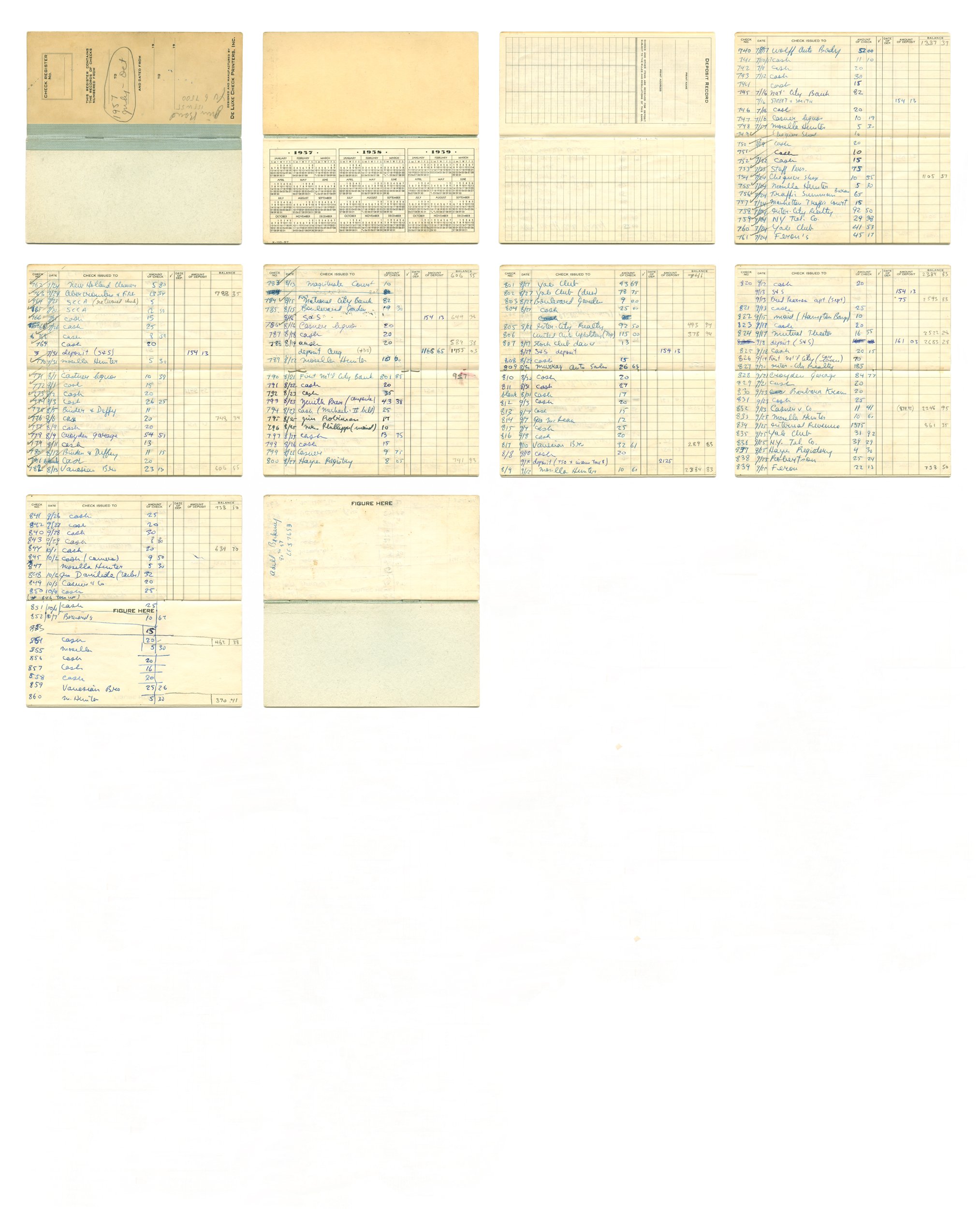 My Father’s Checkbook Ledger, July - Oct 1957, from the series PORTRAIT, Pigment print on archival paper, 30 W x 40 H Edition of 6, 2010