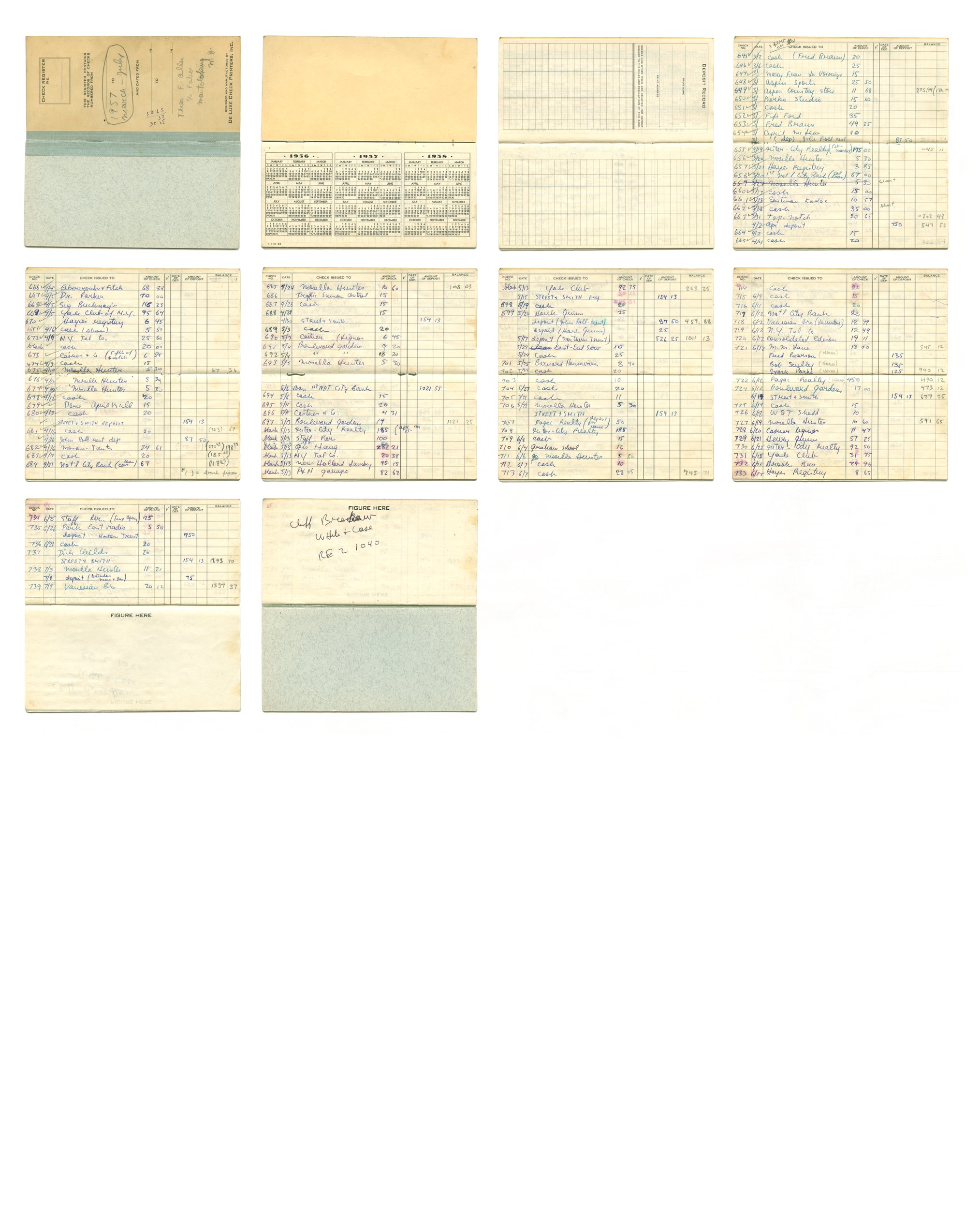 My Father’s Checkbook Ledger, March - July 1957, from the series PORTRAIT, Pigment print on archival paper, 30 W x 40 H Edition of 6, 2010-Present