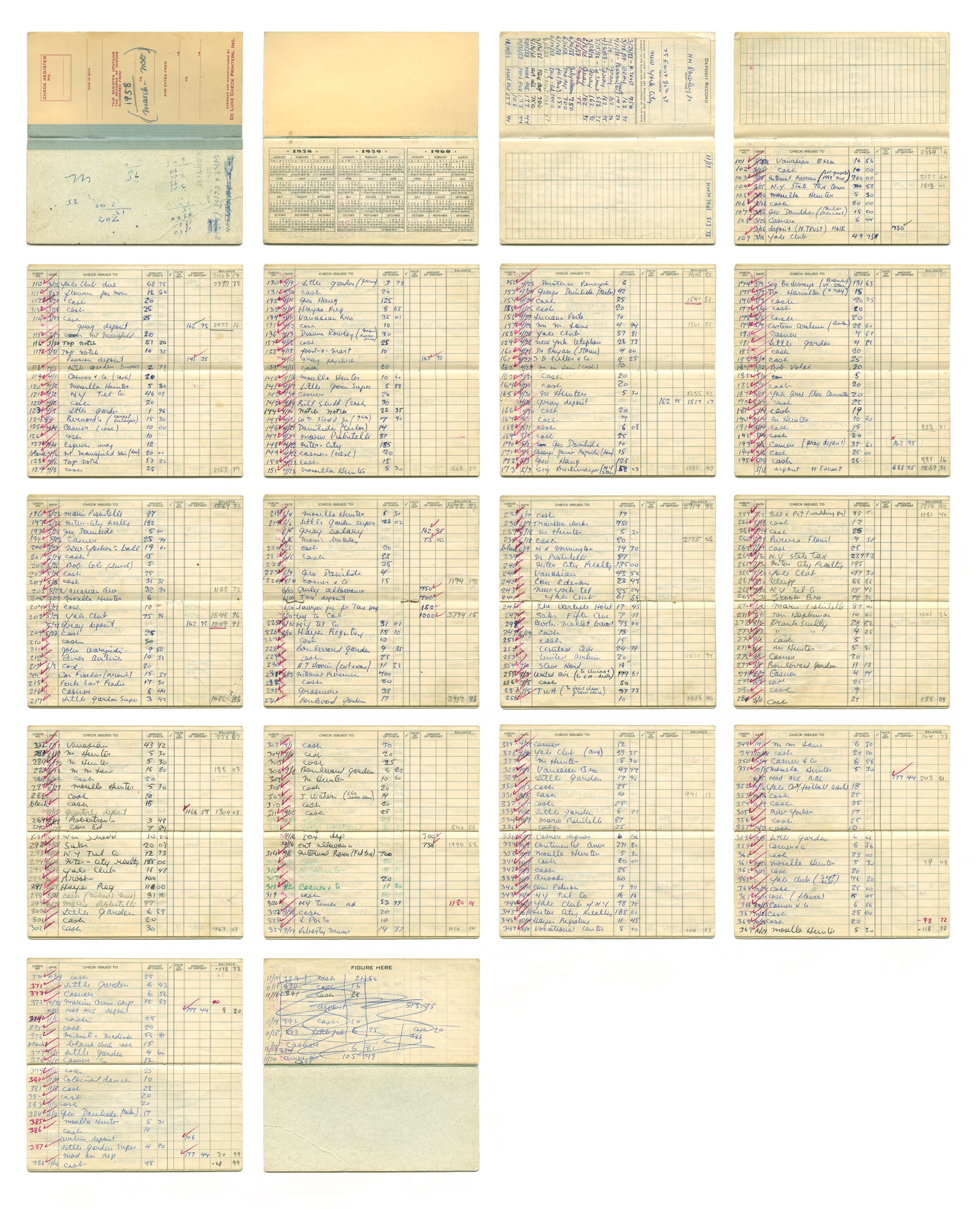 My Father’s Checkbook Ledger, March - Nov 1958, from the series PORTRAIT, Pigment print on archival paper, 30 W x 40 H Edition of 6, 2010-Present
