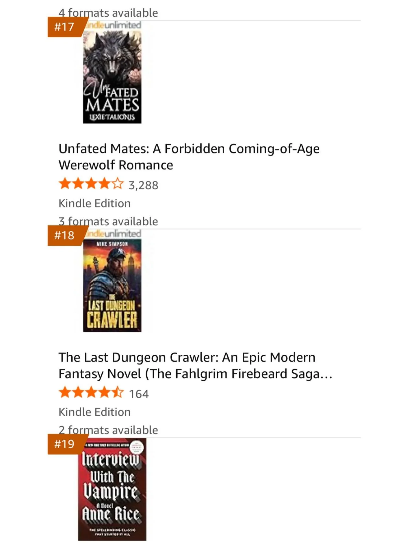 Thrilled to wake up this morning and see that my debut fantasy novel &ldquo;The Last Dungeon Crawler&rdquo; jumped up to number 18 in contemporary fantasy fiction, PASSING. the iconic Anne Rice! Thank you to everyone who has purchased a copy, especia