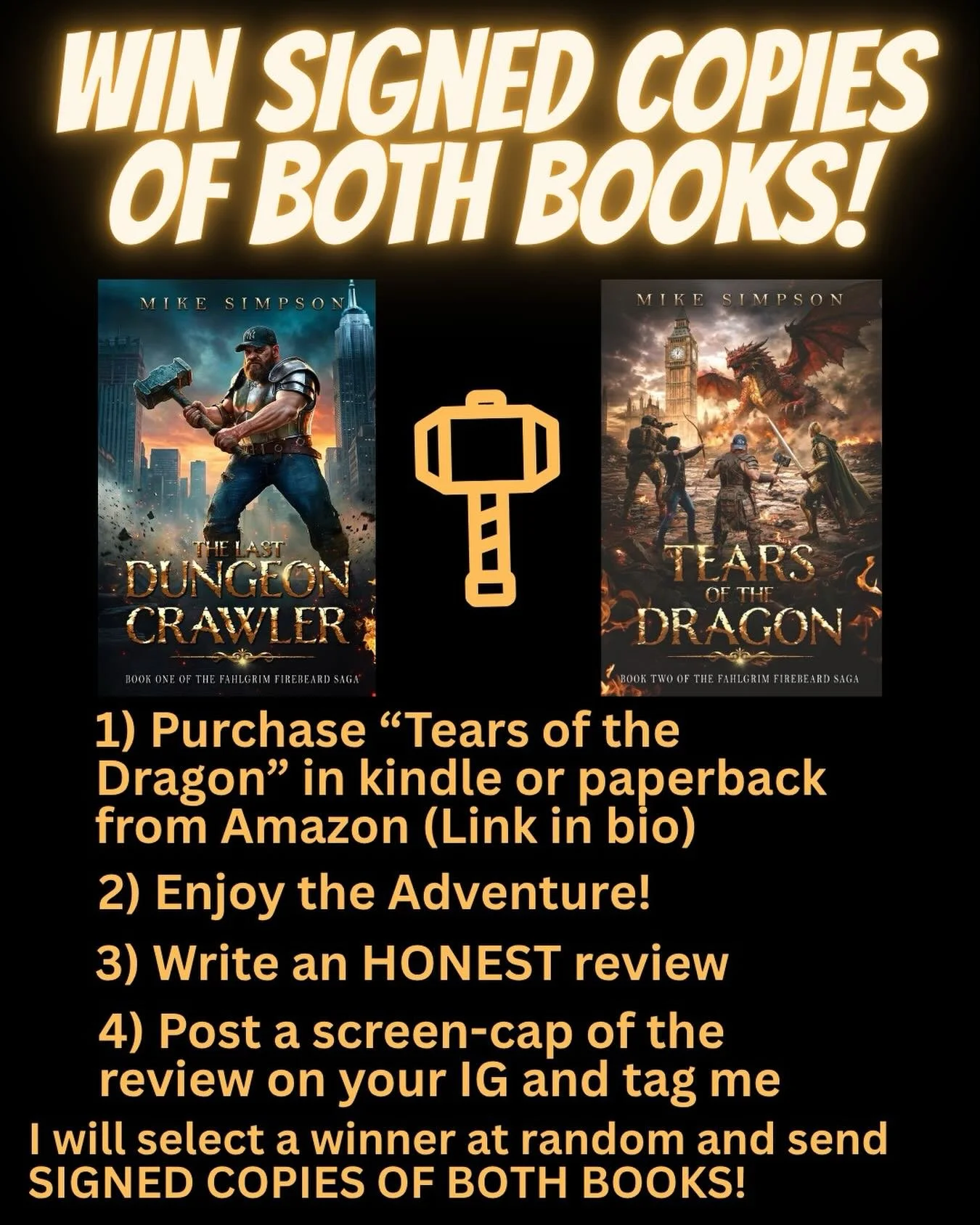 What could be better than a signed copy of a Fahlgrim Firebeard novel? How about signed copies of TWO FAHLGRIM FIREBEARD NOVELS! 
All you have to do in order to enter is purchase &ldquo;Tears of The Dragon&rdquo; in any format, read it, and write an 