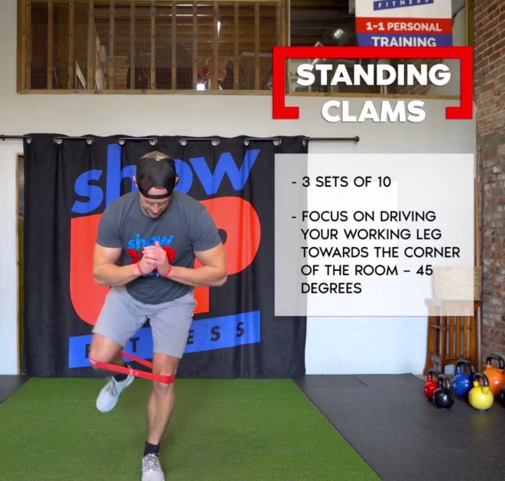 Standing clams for 3-5 sets of 10