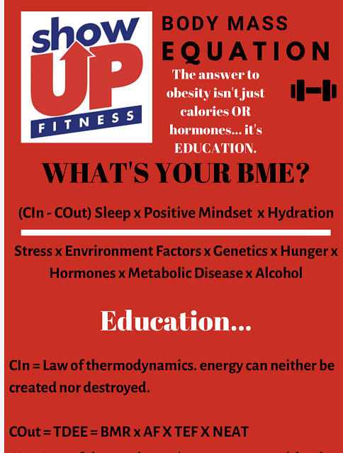 The Body Mass Equation is the ultimate tool to help you better understand fat loss, calories, the law of thermodynamics and many other factors that play key roles. Show Up Fitness Internship will teach you how to generate money and stop wasting mone&