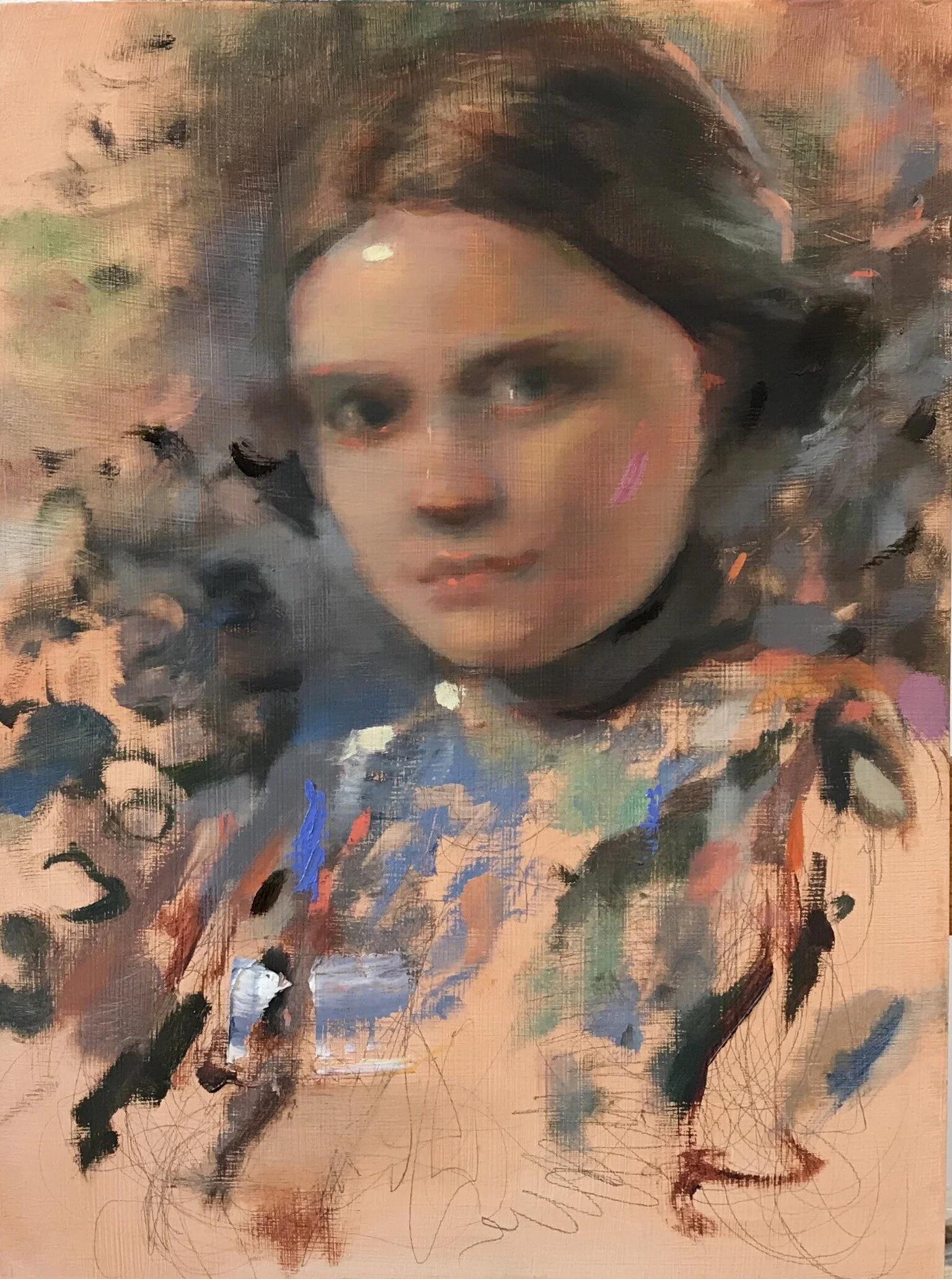  Katelyn Alain   Marjorie Twachtman   2019  Oil on panel  Signed  by the artist,  verso   Oil on panel  16 x 12 inches 