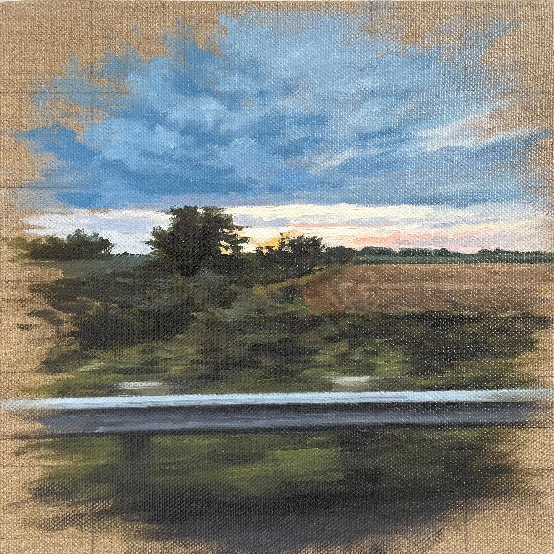   J. Krause Chapeau     The Blink of an Eye I    2021  Oil on linen  Signed by the artist,  verso   12 x 12 inches 