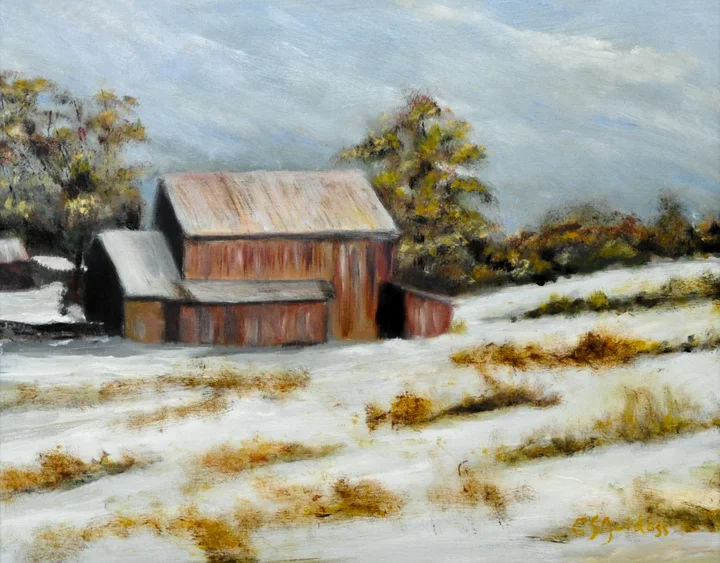 “Winter Barn” oil