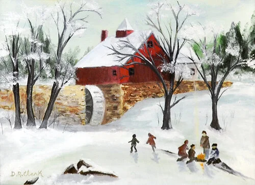 “Skating on the Old Mill Pond” acrylic