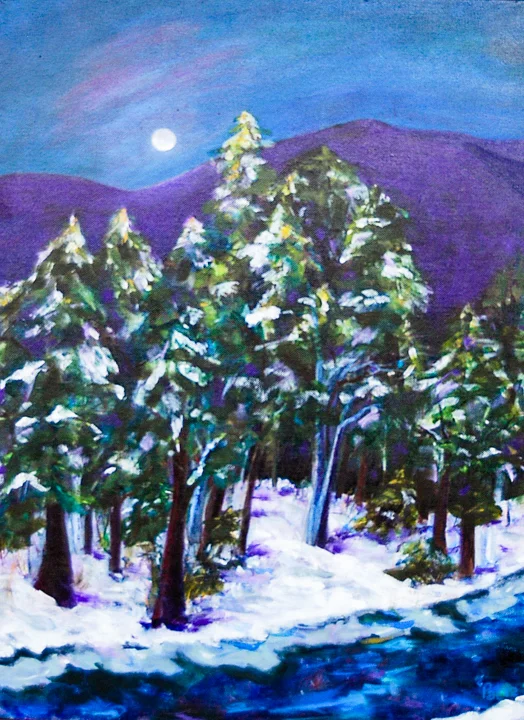“Snow Moon” acrylic