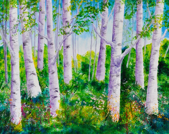 “Birches” acrylic