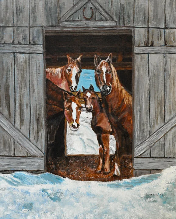 “Barn Horses” acrylic