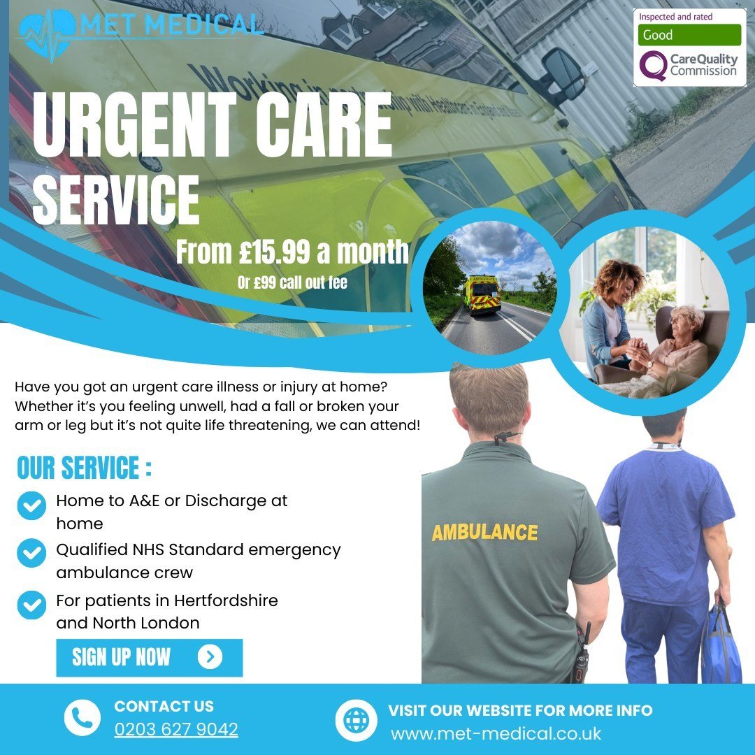 We know that sometimes waiting for an NHS ambulance for an injury or illness that isn't life threatening but affects your ability to attend hospital that it can mean waiting for up to 24hrs. 

That's why we launched our brand new #UrgentCareService A