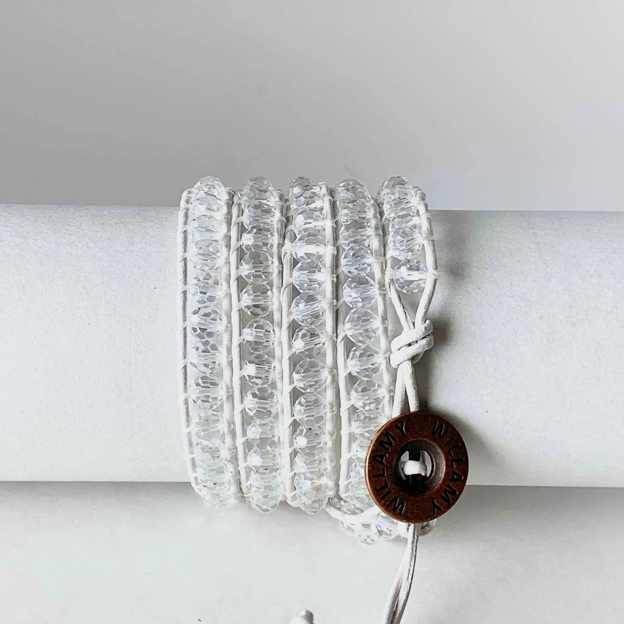 White Lace Leather Wrap by Willamy Collection