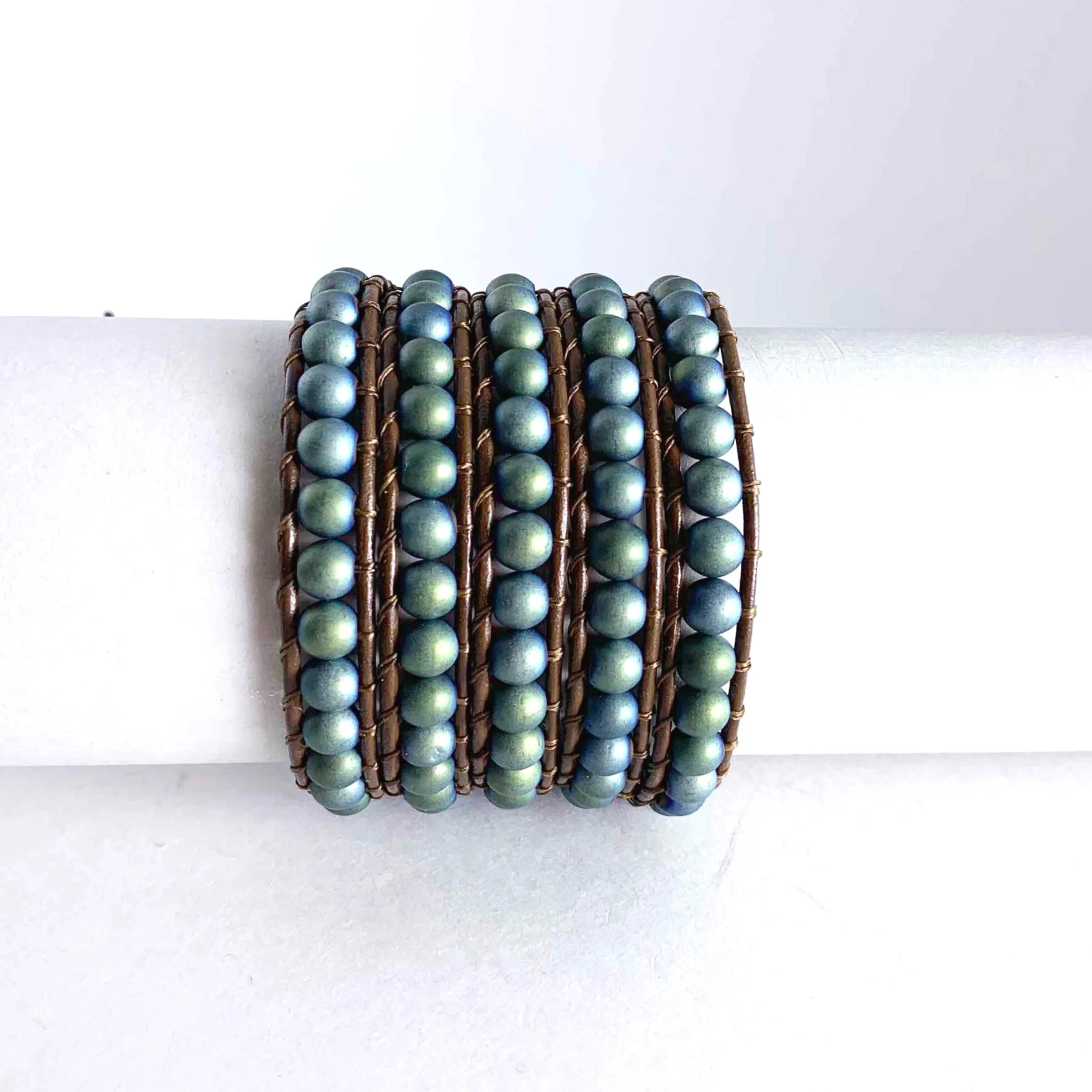 Evergreen Hematite Leather Wrap by Willamy Collection