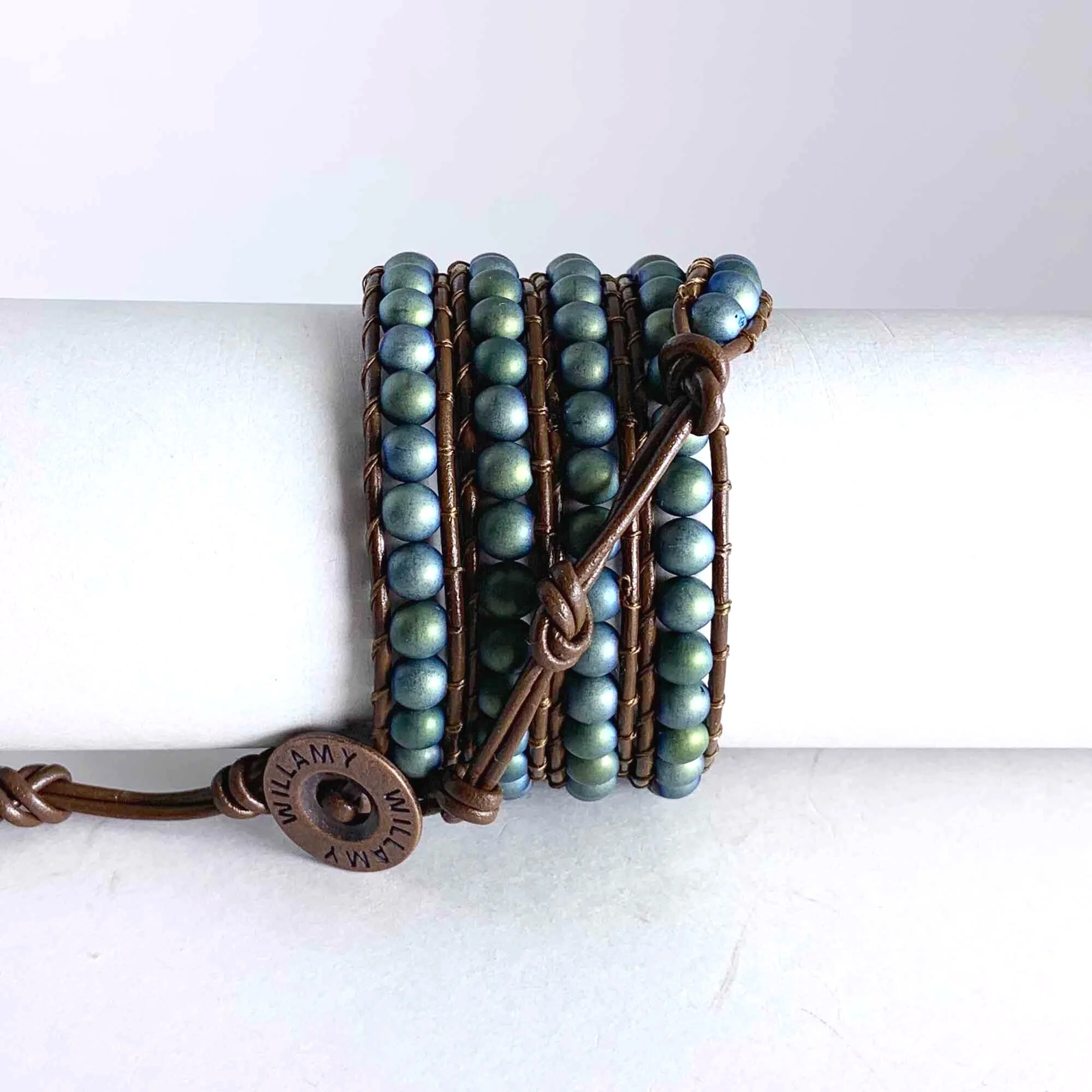 Evergreen Hematite Leather Wrap by Willamy Collection