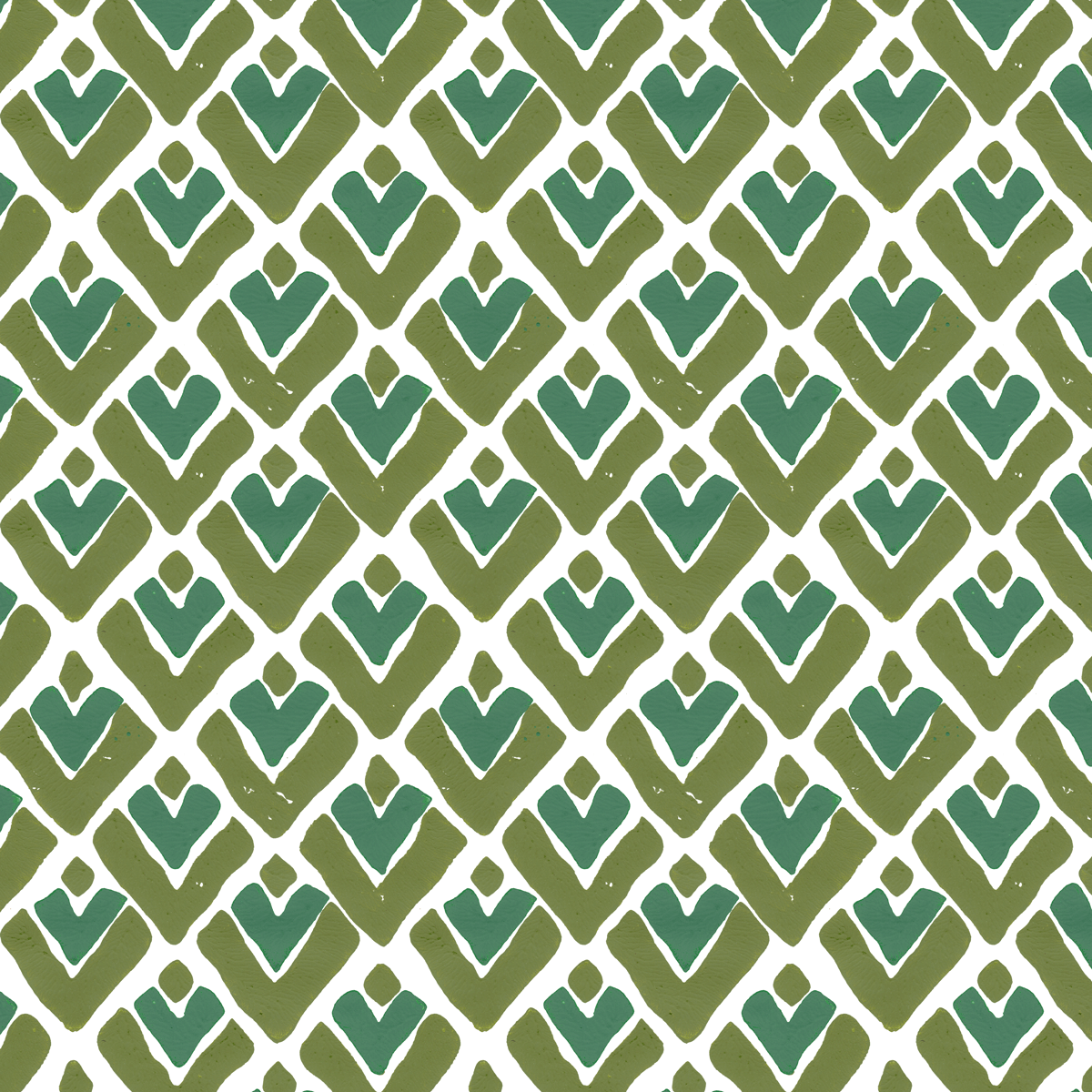 Aim High Hand Block Printed Wallpaper in Moss (jade green, olive green) | by Sarah and Ruby | Traditionally handmade. Modern, bold design.
