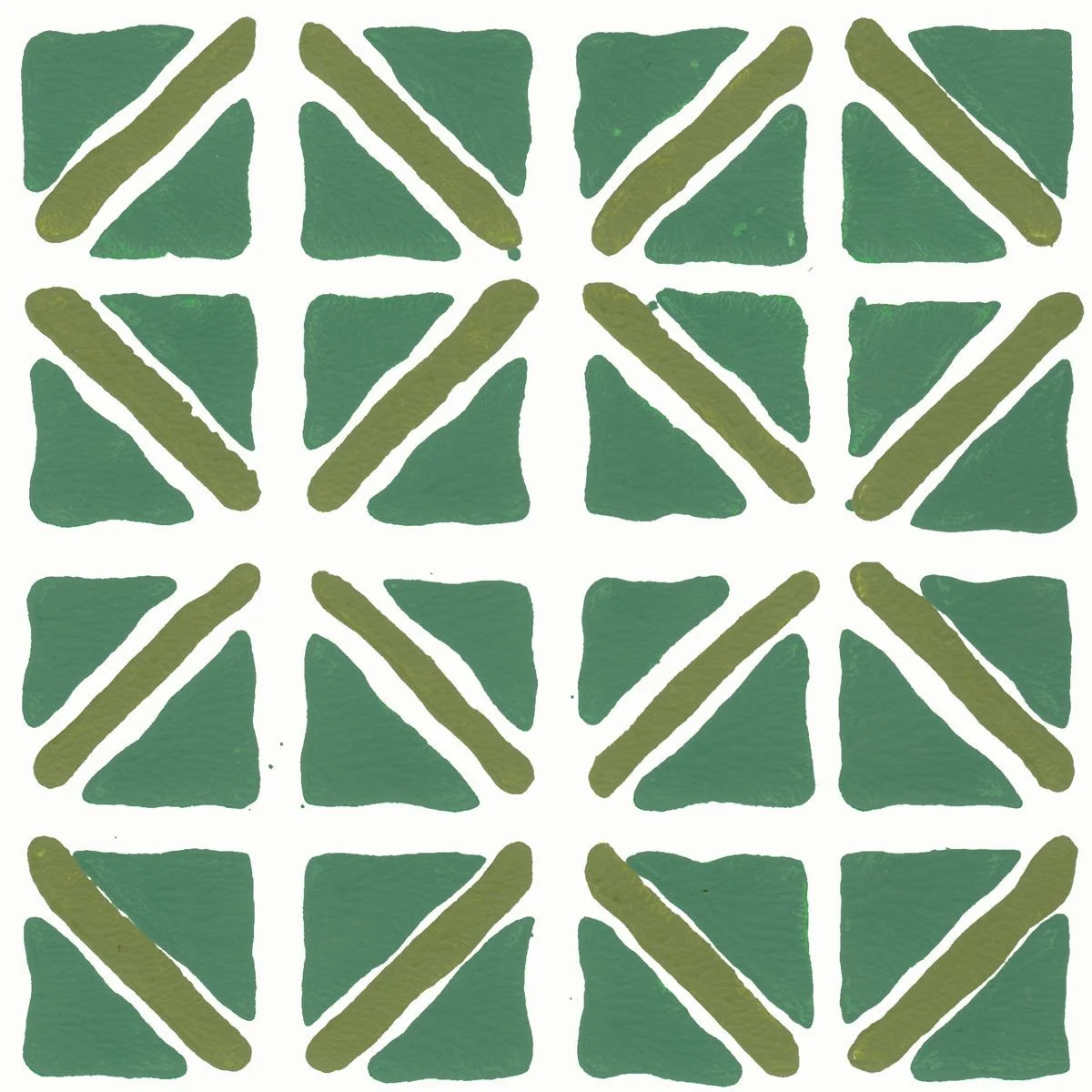 On Track in Jade | Hand-painted wallpaper by Sarah & Ruby | Closeup of hand printed details.