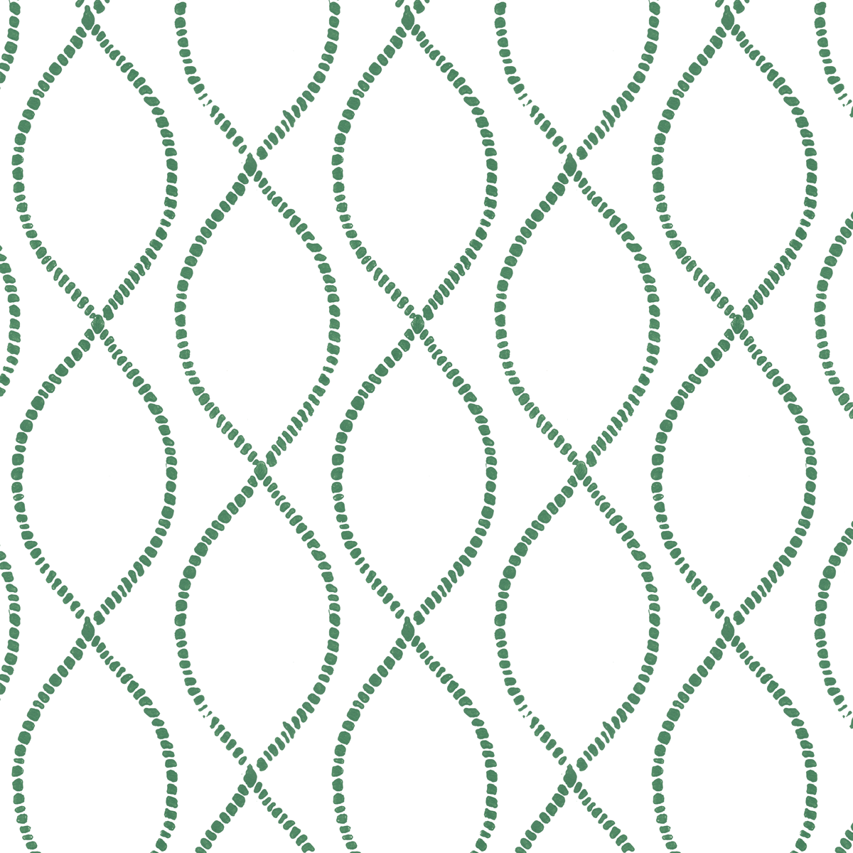 We're Intertwined in Jade (teal green) | Hand printed wallpaper by Sarah & Ruby | www.sarahrubydesign.com | Made by artisans with traditional techniques. Sophisticated graphic design.