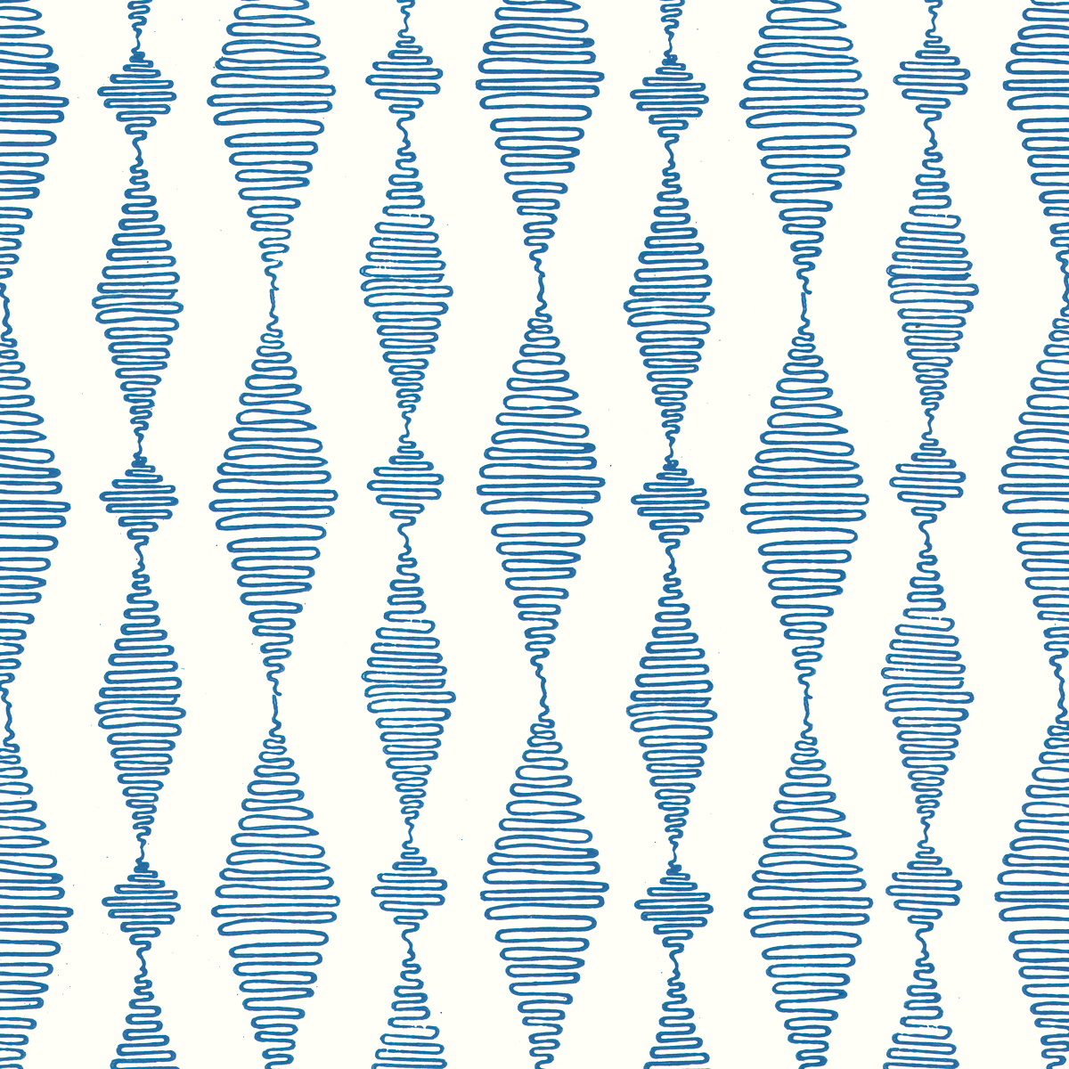 Go with the Flow in Blue | Hand-block printed wallpaper by Sarah & Ruby | www.sarahrubydesign.com | Handmade by artisans. Fun, bold pattern.
