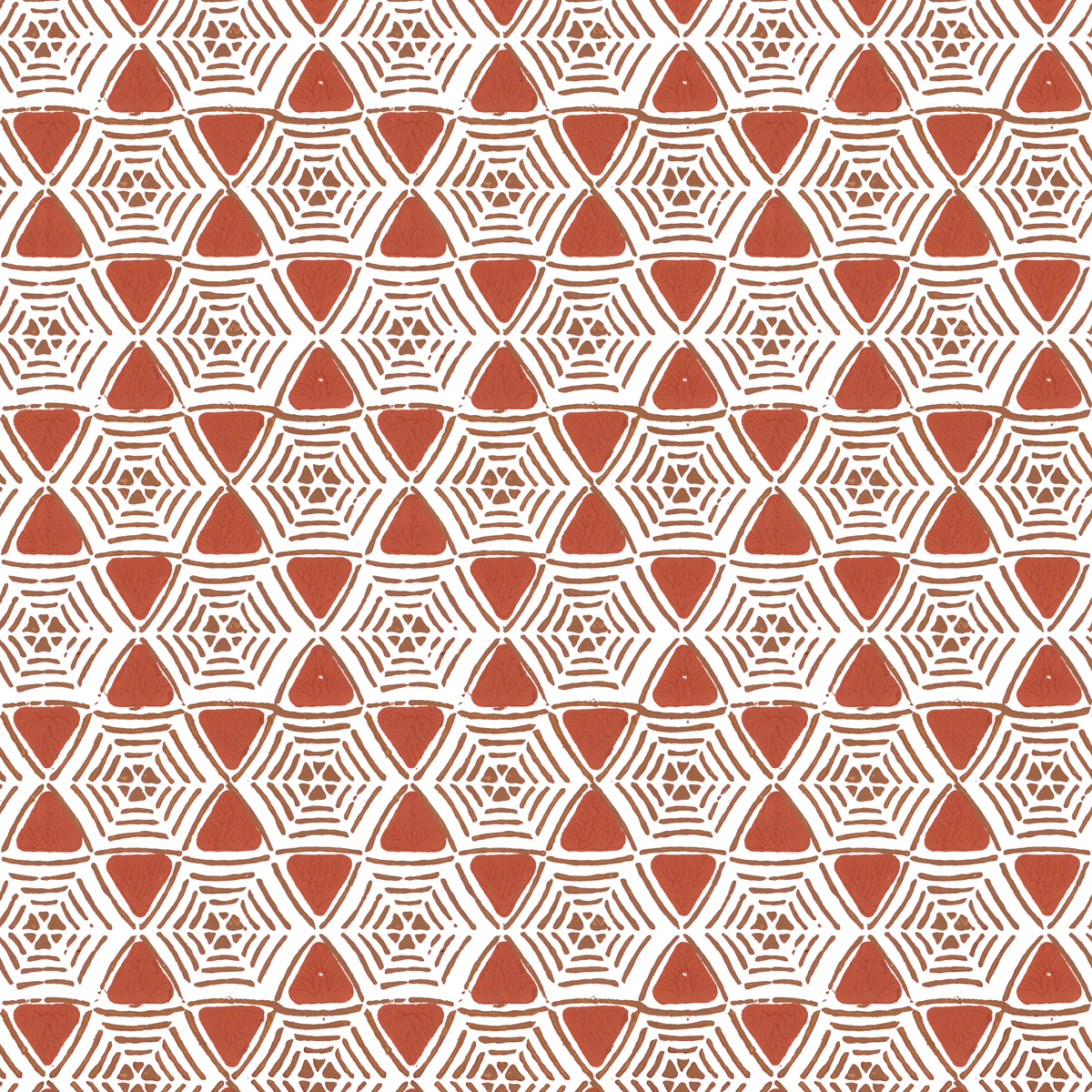 Caught In My Web in Cayenne (red) | Hand-painted wallpaper by Sarah & Ruby | www.sarahrubydesign.com | Traditionally handmade. Modern design.