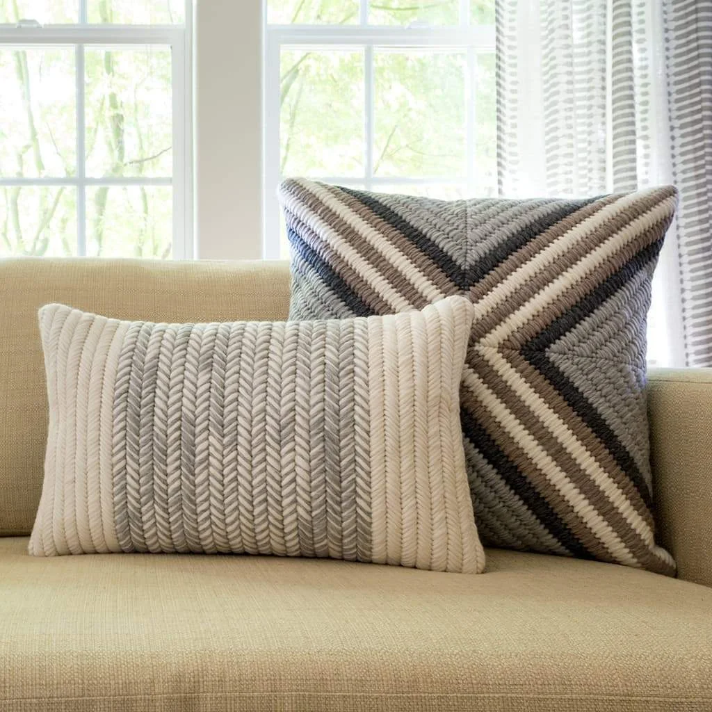 Textured Heathered Gray throw pillow and Textured Gray Cross throw pillow. 12"x20" and 20"x20"