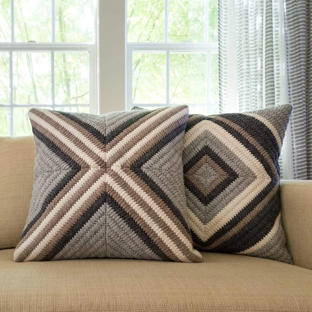 Gray Cross and Gray Diamond cushions. Each 20"x20".