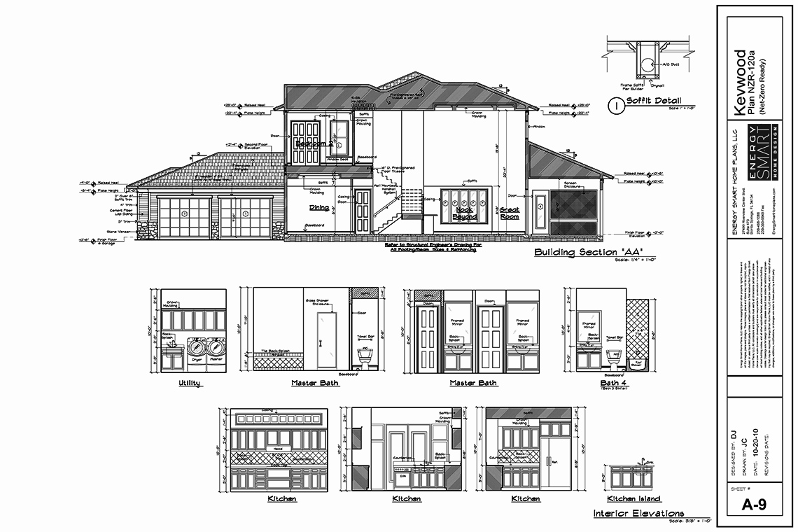 CROSS SECTION &amp; INTERIOR ELEVATIONS