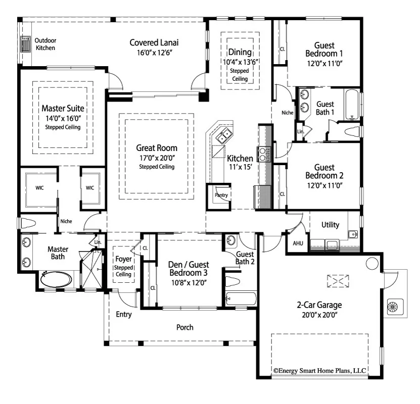 Saratoga House Plan 134 4 Bed, 3 Bath 2,209 sq. ft. — Wright