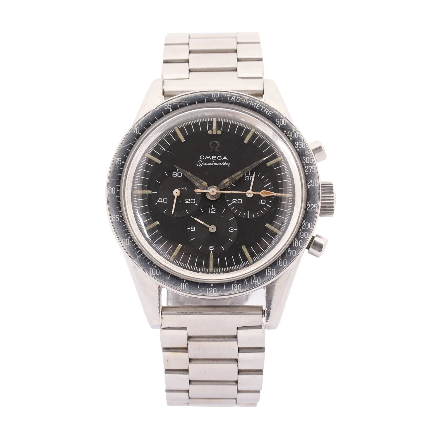 This Omega 'Pre-Moon' Speedmaster (Ref. 105.002-62) brought $23,600 at Miller &amp; Miller Auctions in November 2020.