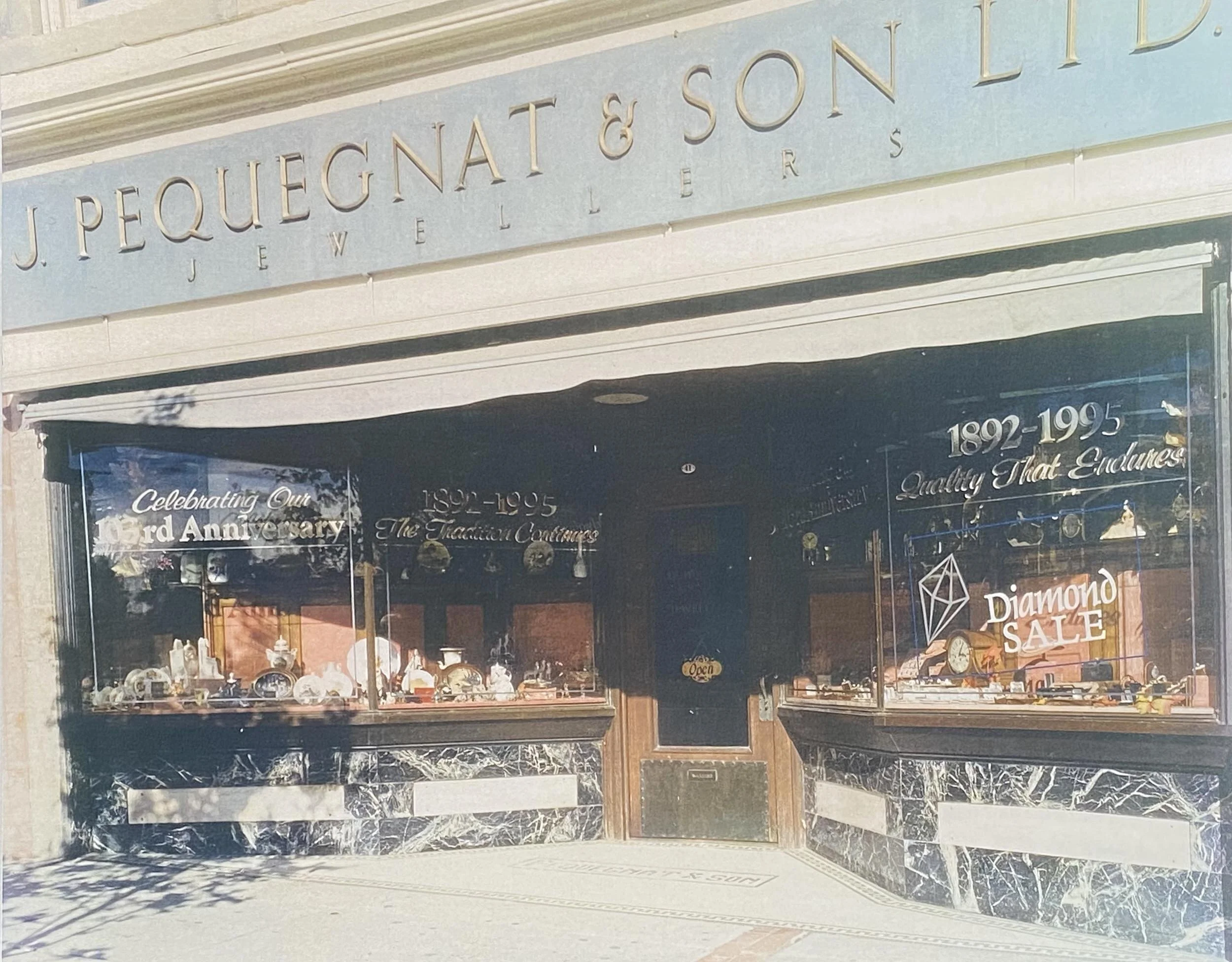J. Pequegnat &amp; Son Jewellers, circa 1995.