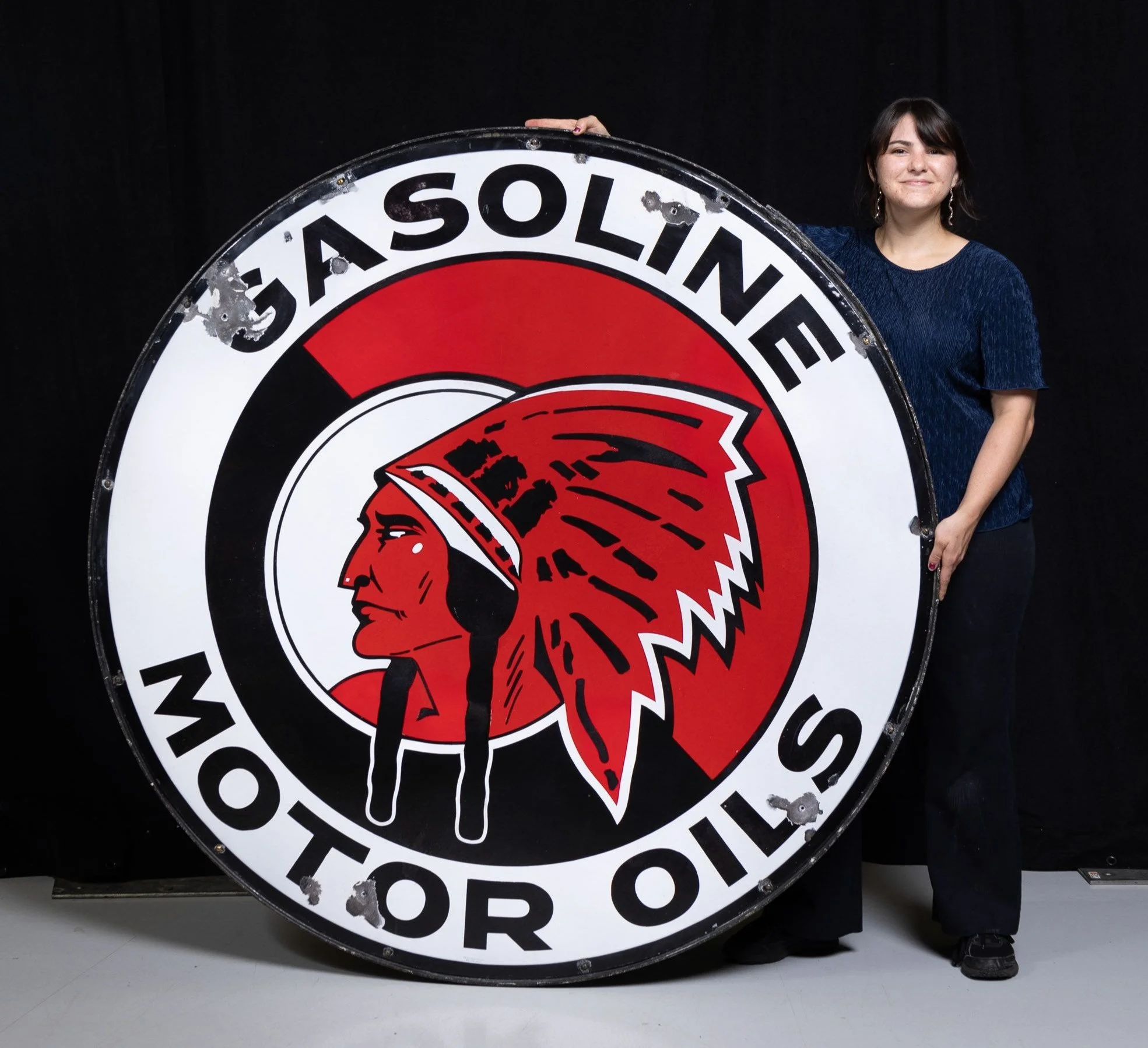 Lot 1253 - Red Indian Gasoline 5' Dealer Sign