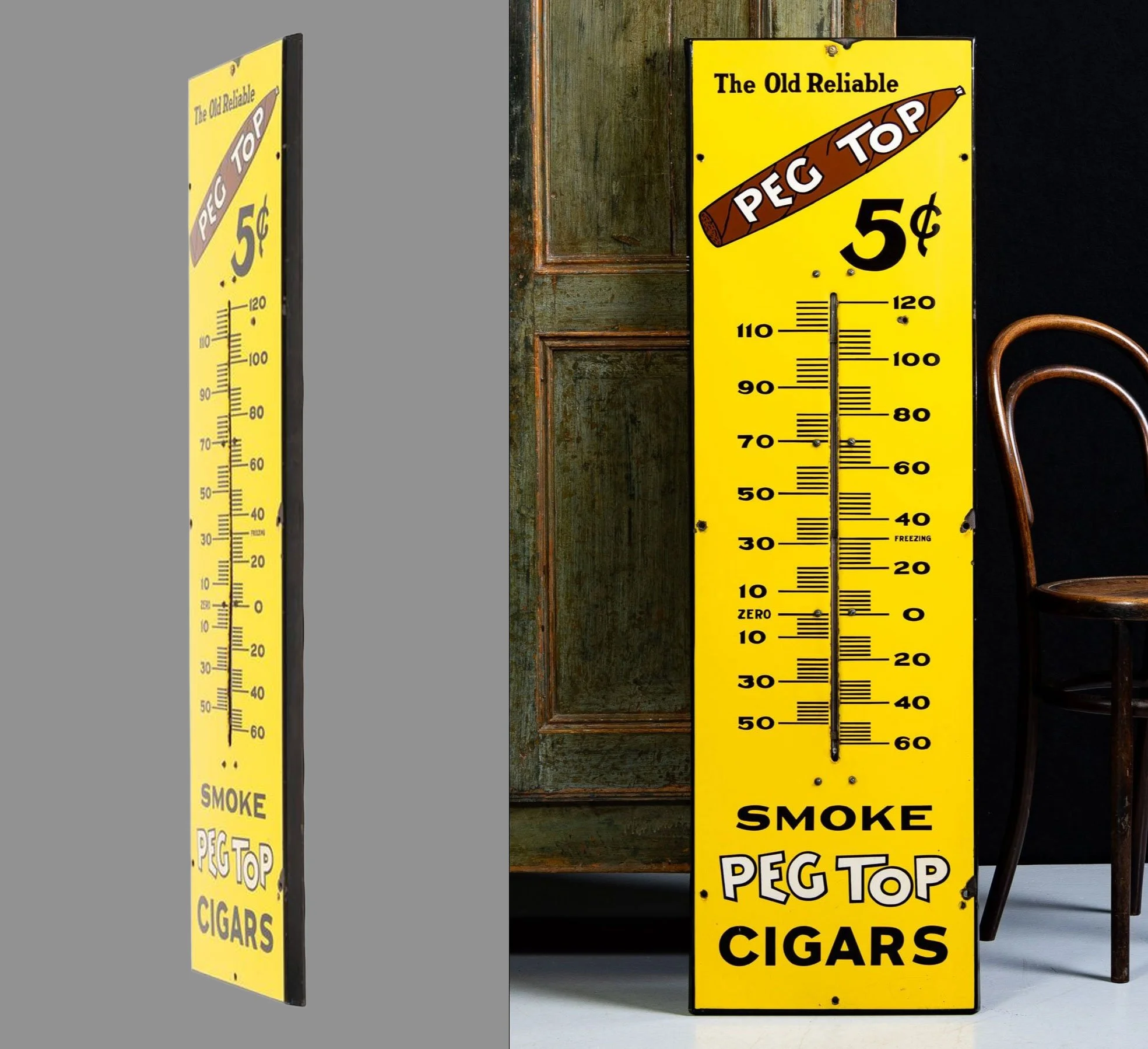 Lot 1089 - Peg Top Cigars Oversized Thermometer