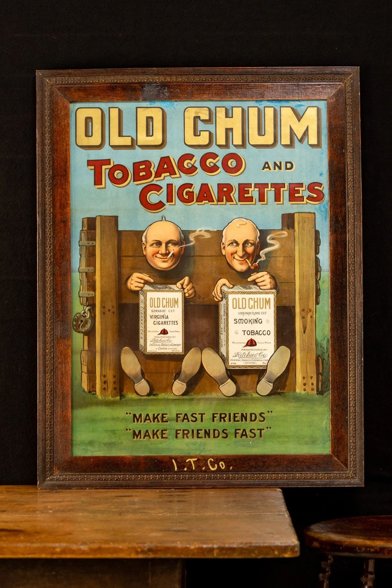Lot 1116 - Old Chum Tobacco and Cigarettes Framed Lithograph