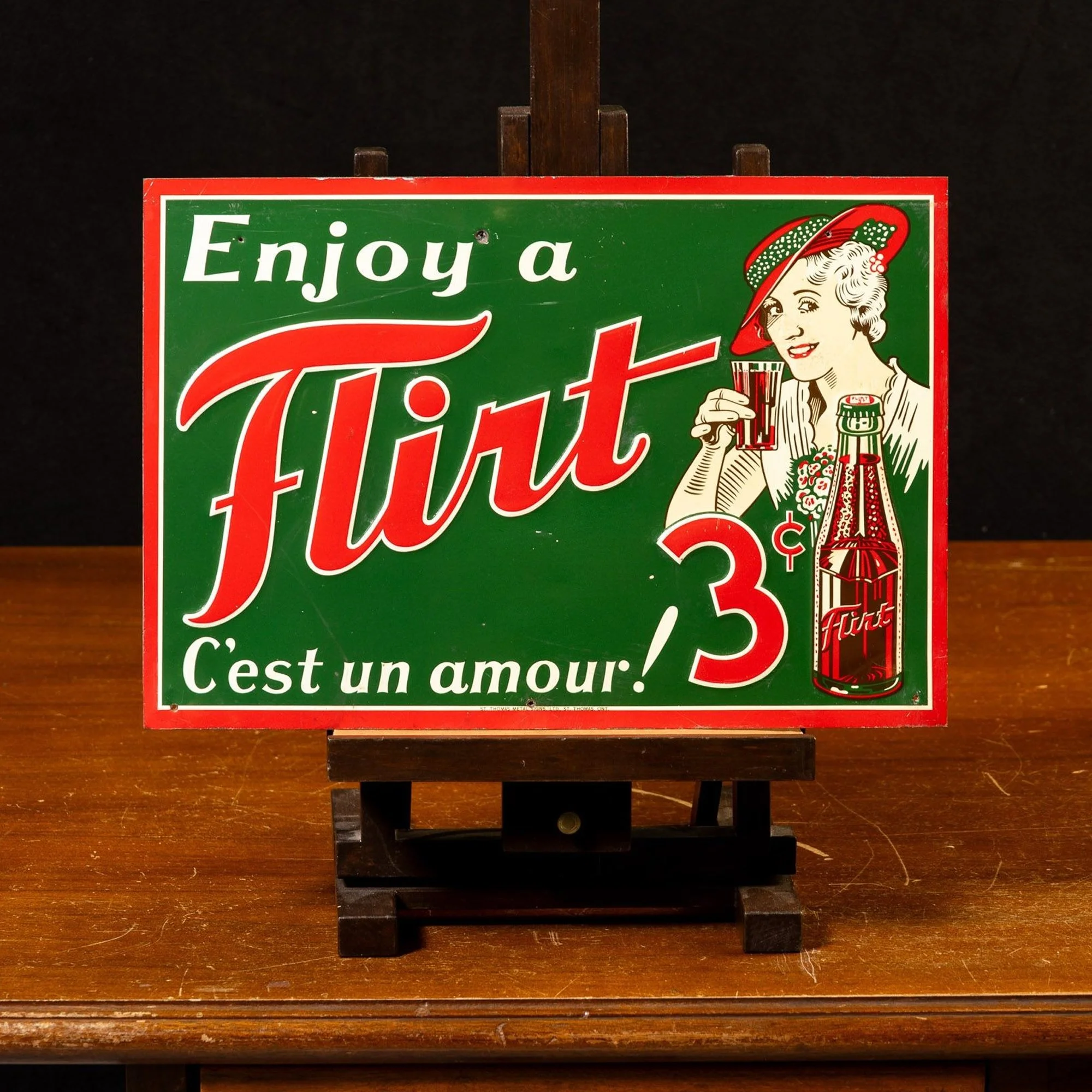 Lot 1078 - Flirt Soda "C'est Un Amour!" 3 Cent Sign