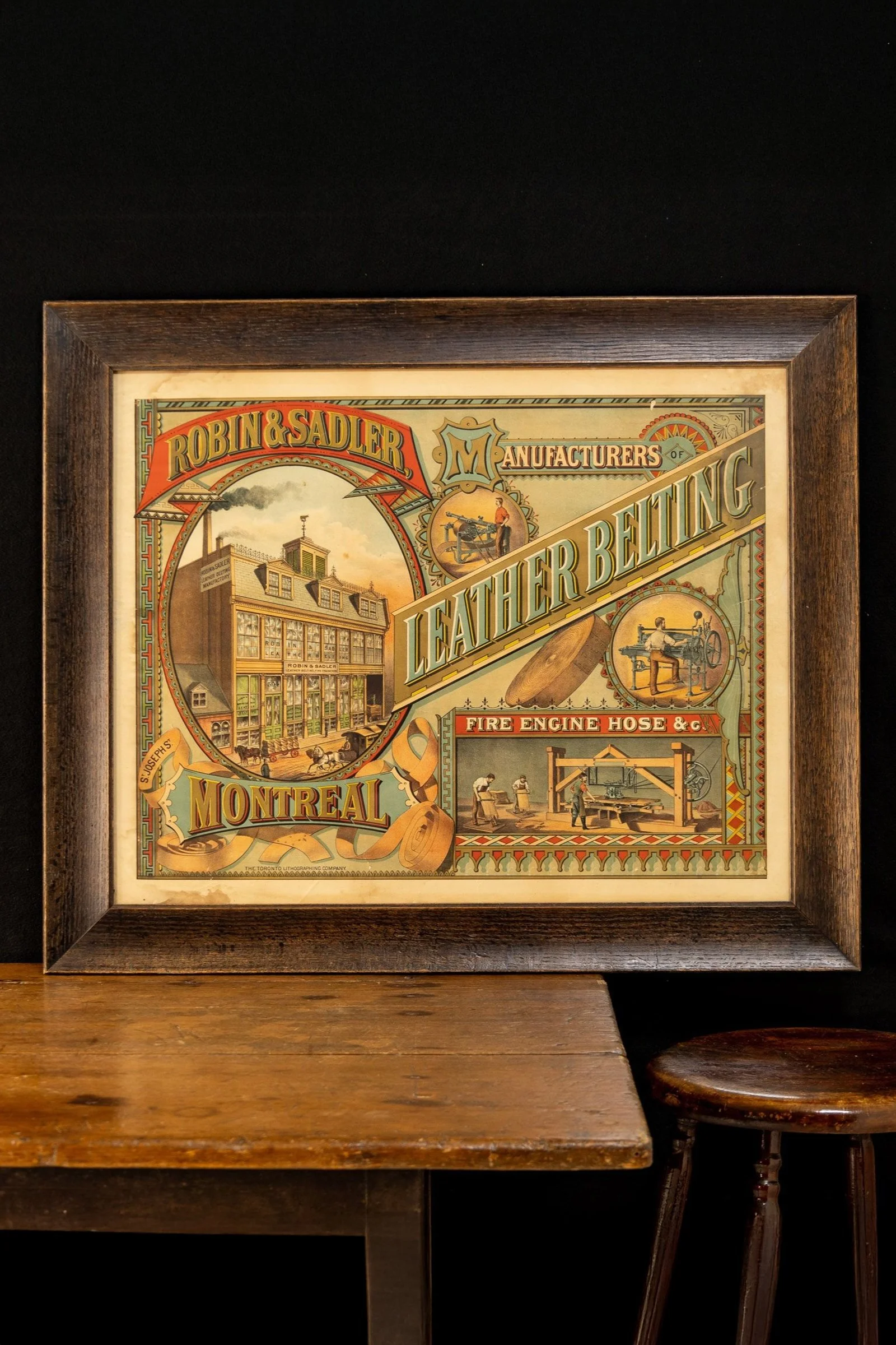 Lot 1185 - Robin &amp; Sadler Leather Belting Framed Lithograph