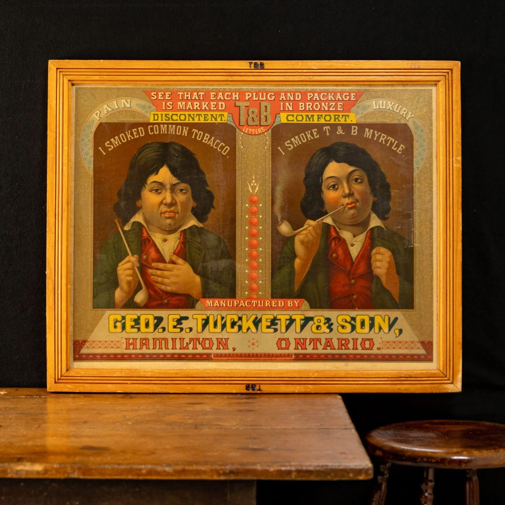 Lot 1143 - George Tuckett &amp; Son T&amp;B Tobacco "Two Boys" Framed Lithograph