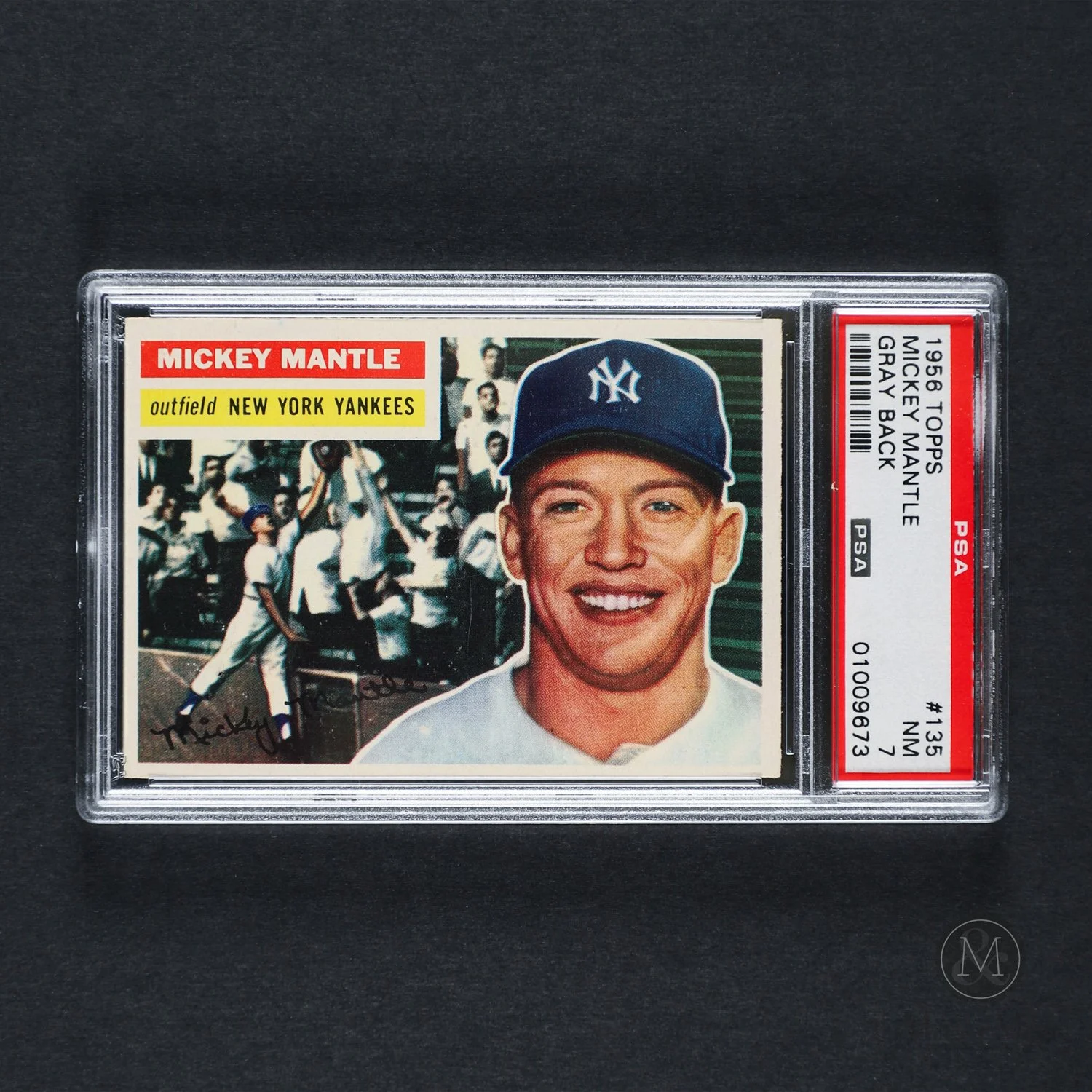 1956 Topps #135 Mickey Mantle (Grey Back) (PSA 7 NM)