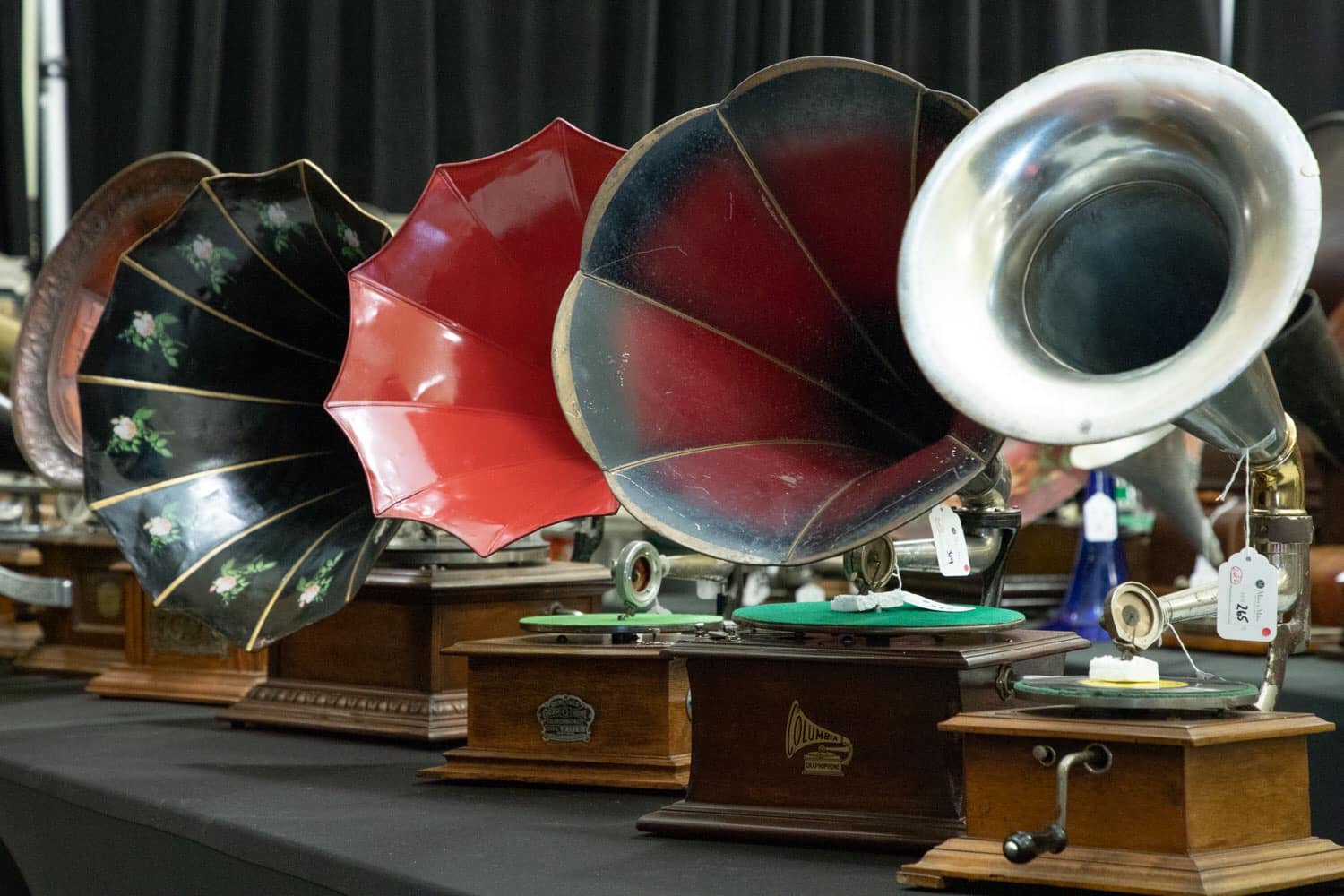 Antique phonographs, music machines and records from two 