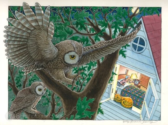 "Owls Come at Ten" - Sample Art