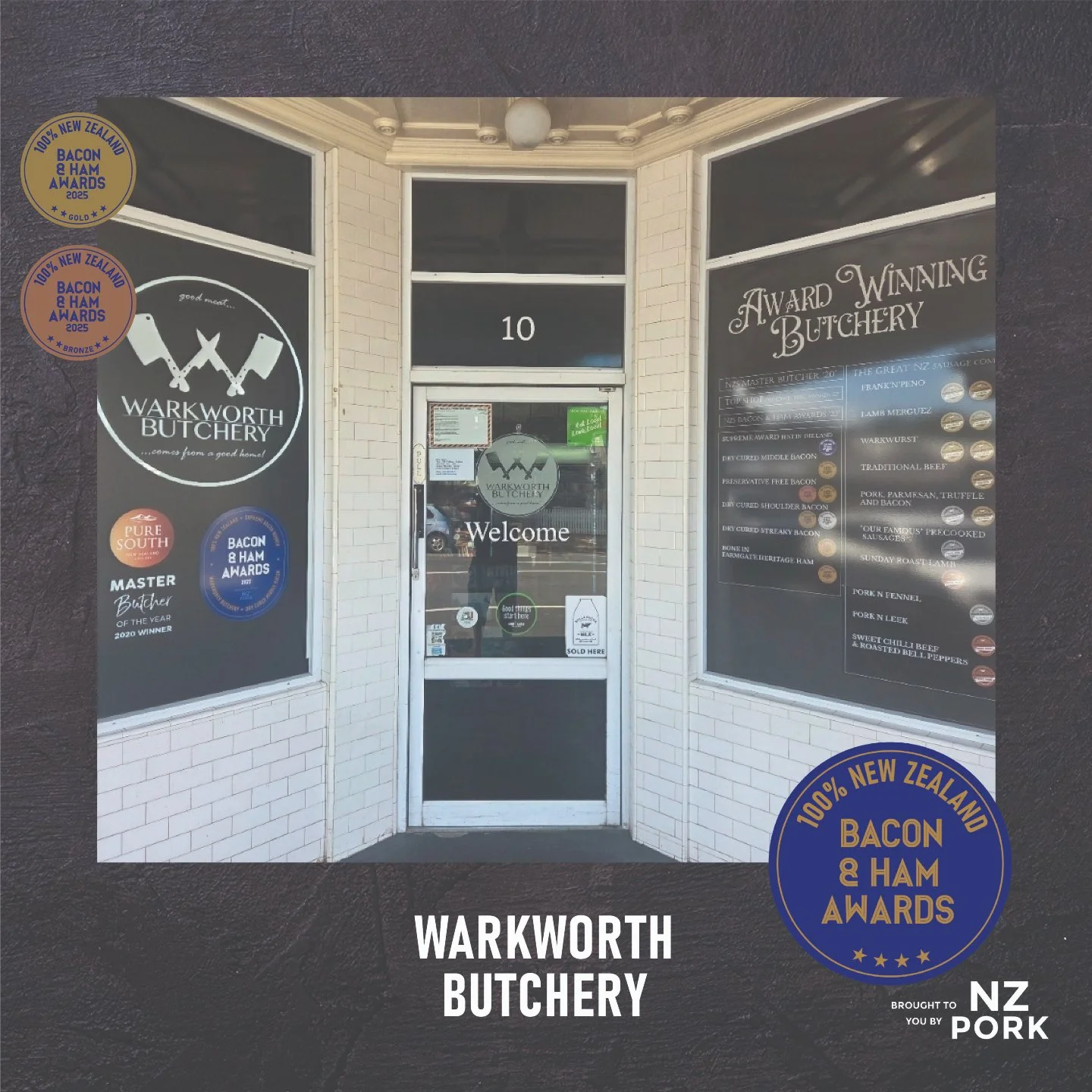 MEDALIST SPORTLIGHT 🔦

Warkworth Butchery

Proof you&rsquo;re in the right place.

Warkworth Butchery says their medal success at the 100% New Zealand Bacon &amp; Ham Awards reassures regular customers and shows new visitors they&rsquo;re in the rig