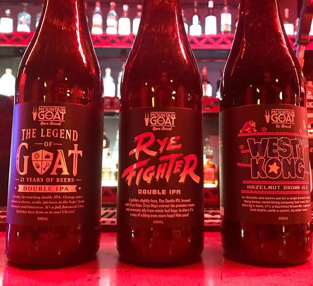 The Legend of Goat 🐐 
Westy Kong 🐵 
Rye Fighter 👊

All rare release long necks from the Bartronica cellar for you! 🍻

We love youse all 😘❤️🕹 #melbourne #arcadegames #arcadebar #melbournebars #flinderslane #melbournecbd #bartronica #videogames