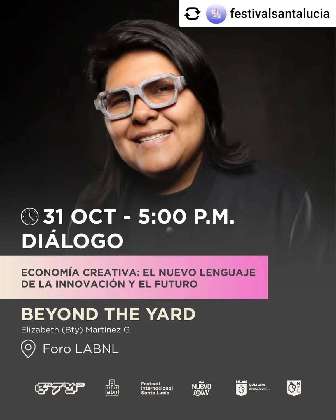 Get @reshare_app &bull; @festivalsantalucia La creatividad ya no se queda en el estudio ni en el escenario: hoy impulsa industrias, transforma ciudades y construye futuro. De la mano de Elizabeth (Bty) Mart&iacute;nez G. y Beyond the Yard, llega un d