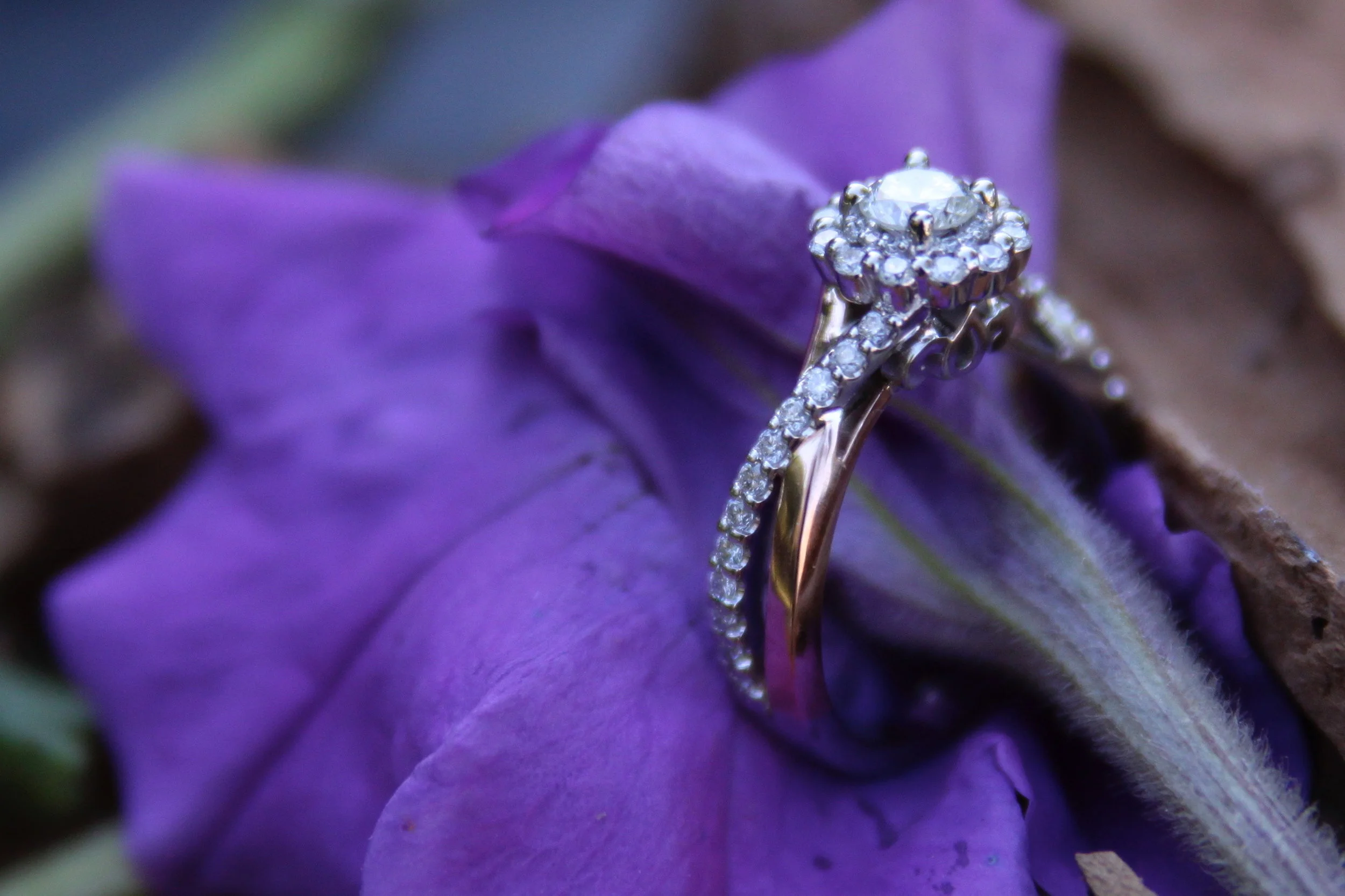 Rose Gold Diamond Halo Engagement Ring