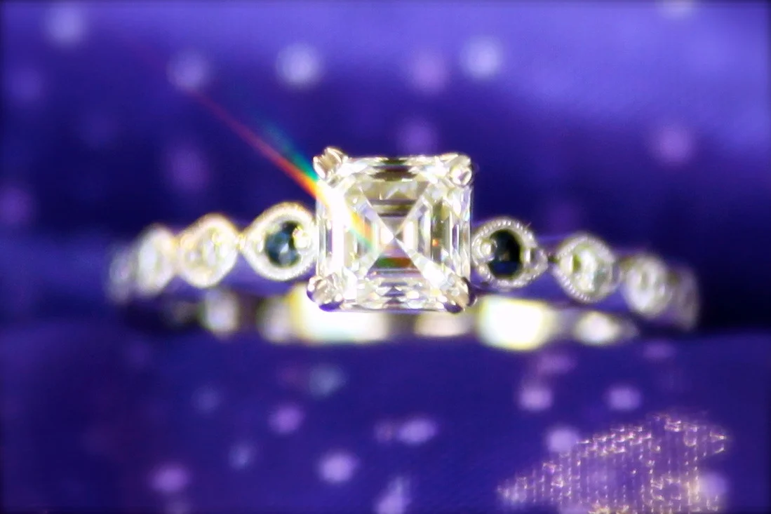 Princess Cut Diamond Milgrain Engagement Ring