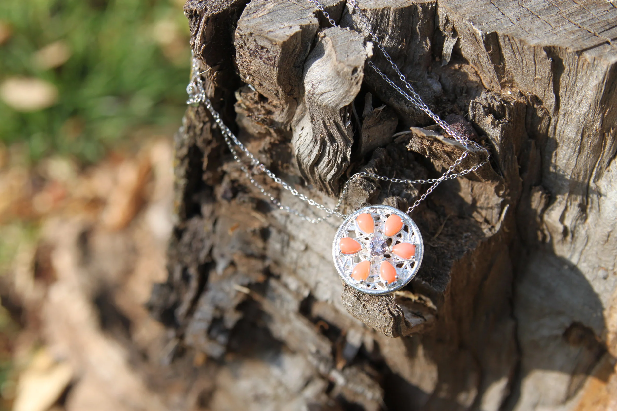 Custom Coral Flower Necklace