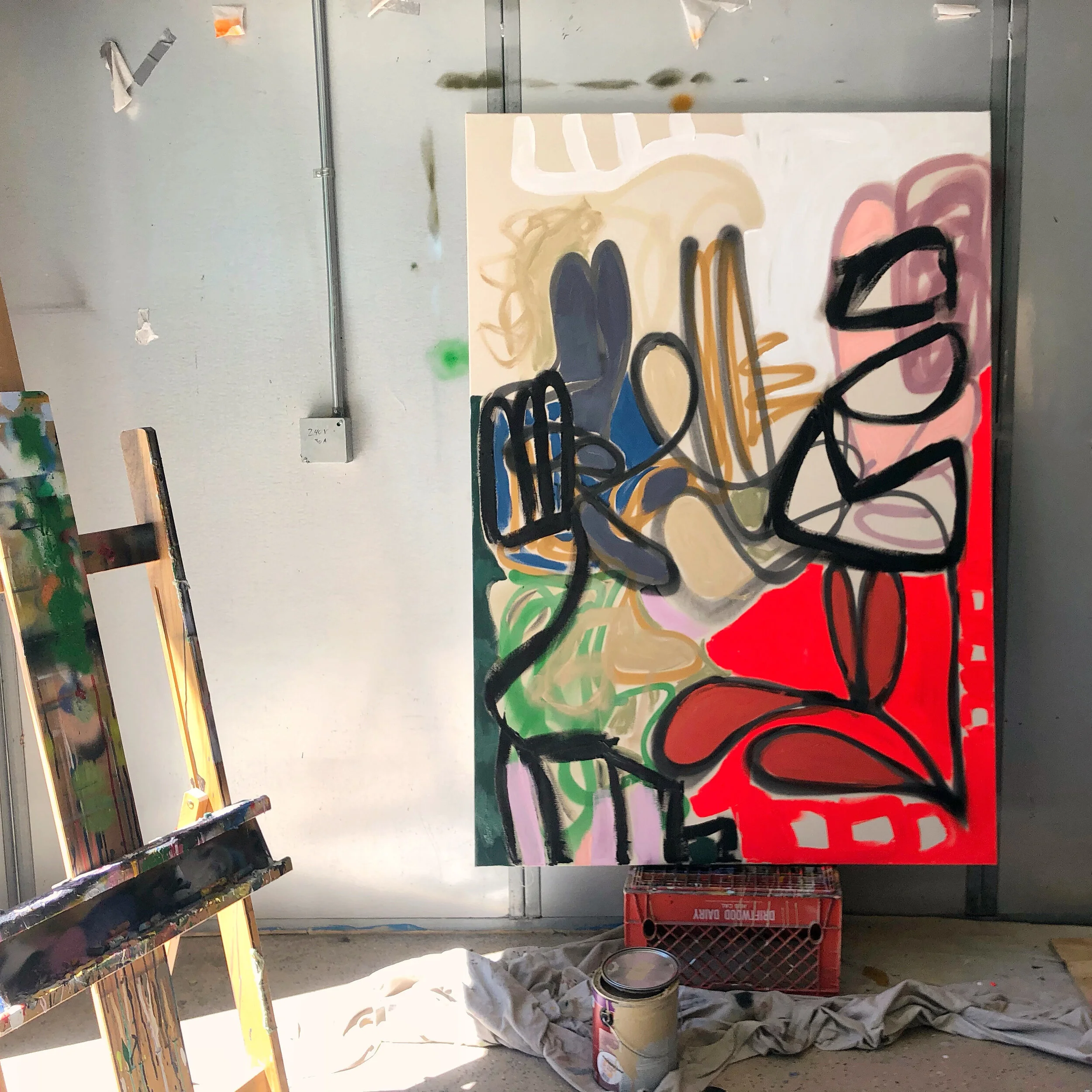 Untitled Pink, 46x66 #3, spray paint and acrylic on raw cotton canvas