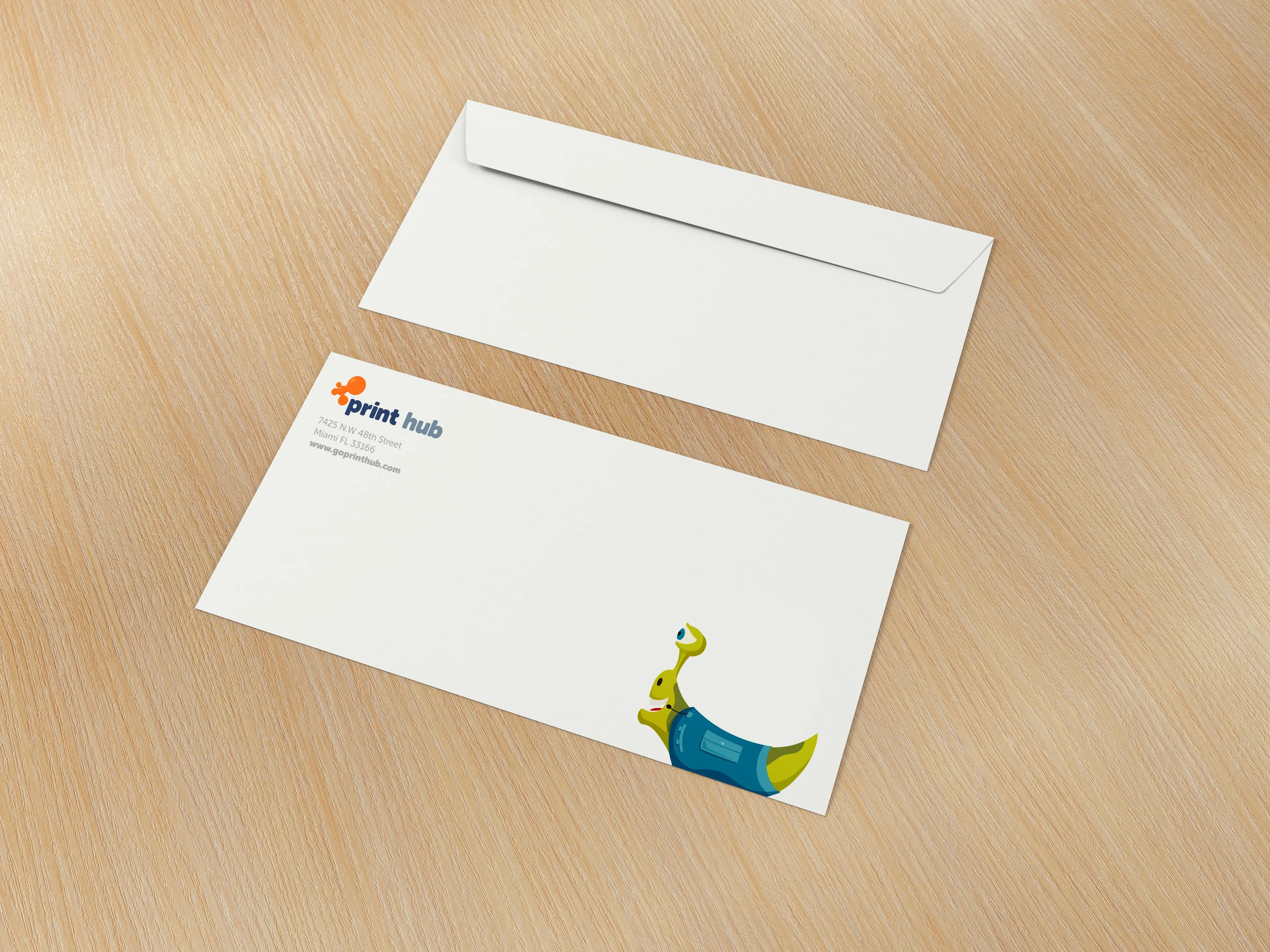 digitally printed envelope with company information by Print Hub a Miami sign shop