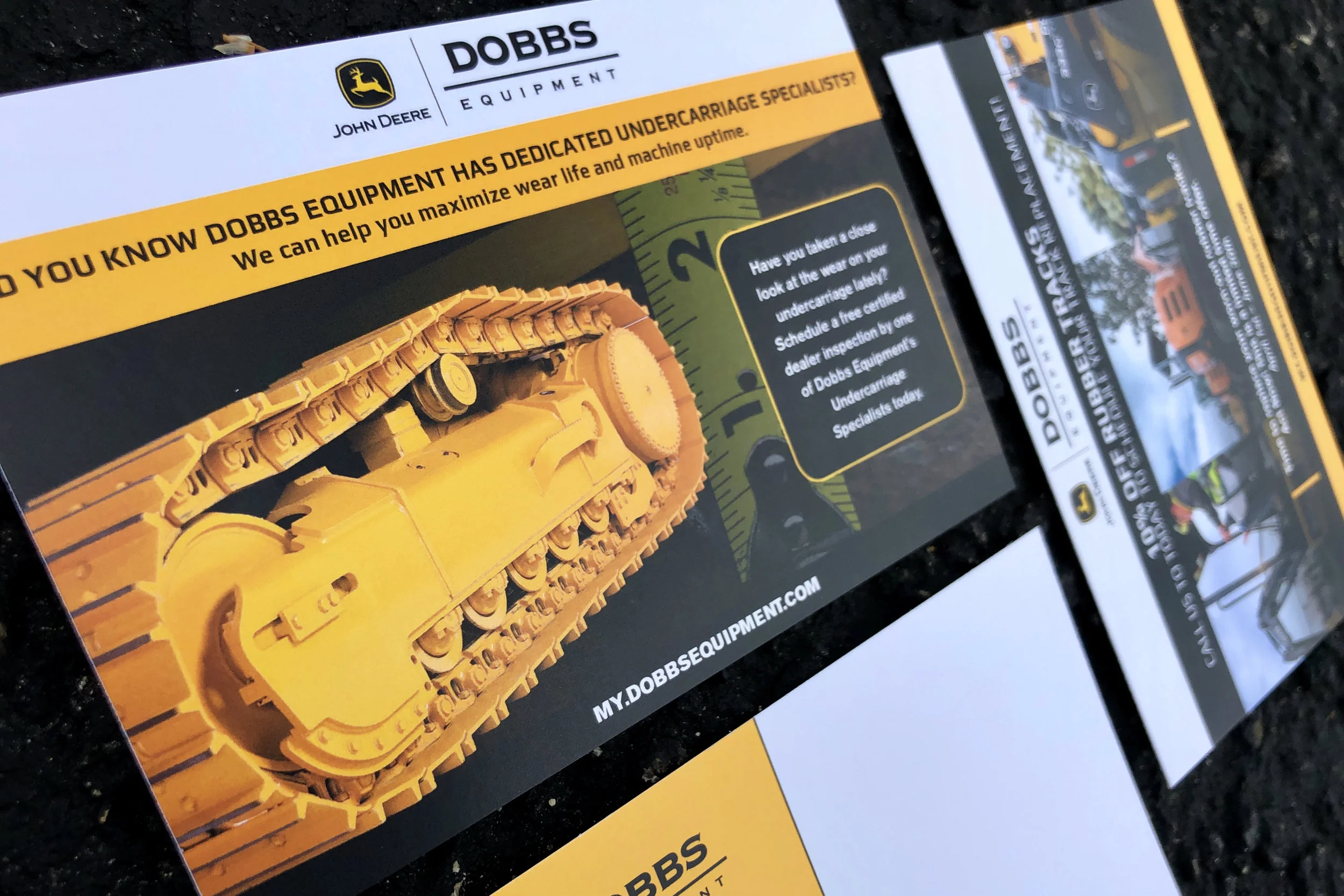 matte finish Dobbs Equipment John Deere full color postcards printed by Print Hub a Miami sign shop