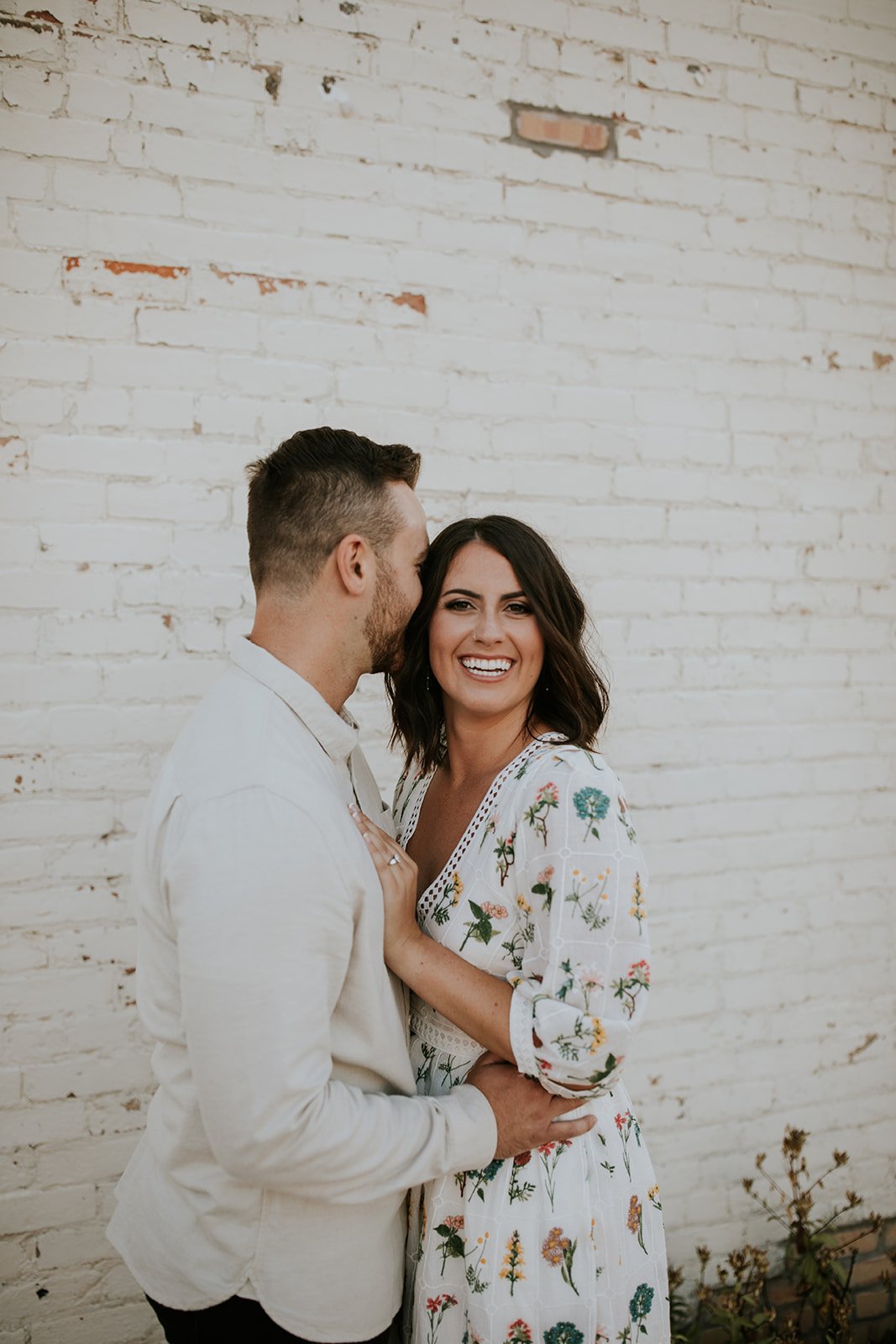  Example of what to wear for engagement photos; couple coordinates without fully matching. 