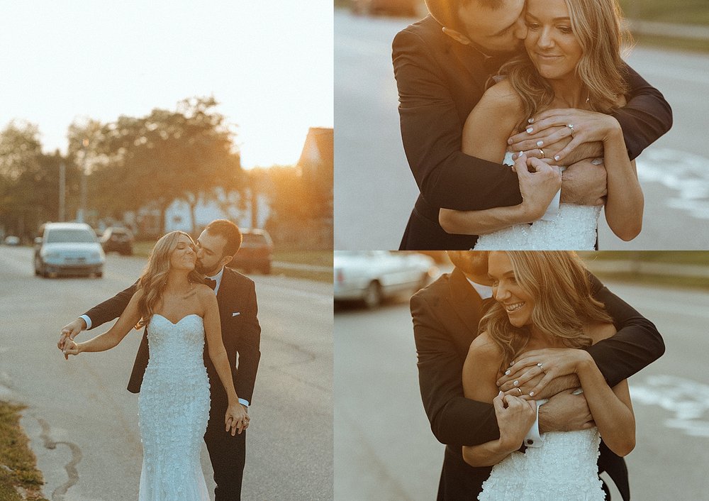  newlyweds dancing in golden hour at The Goei Center 