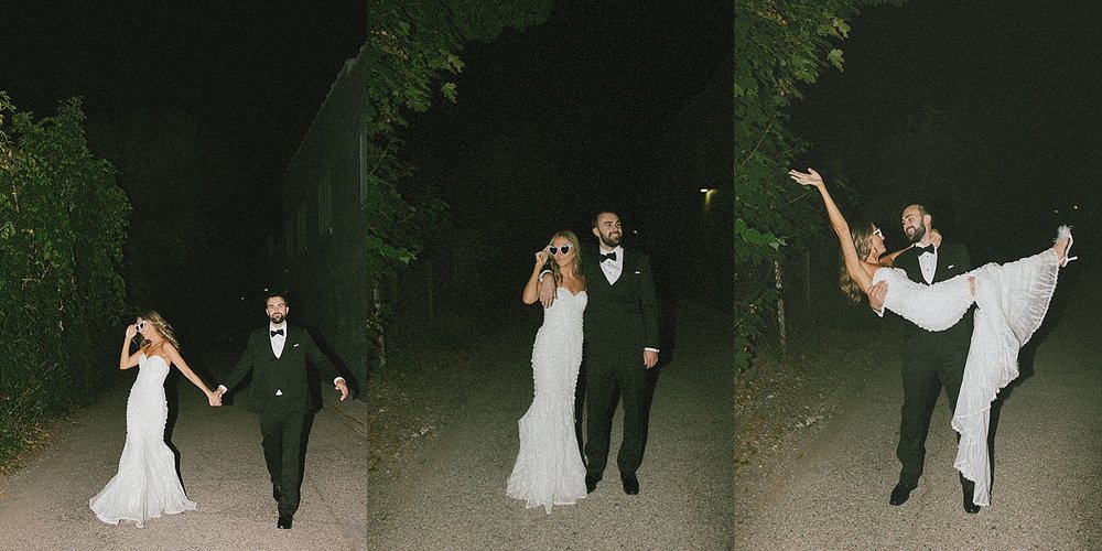  bride and groom after dark on a street by Steph Photo Co 